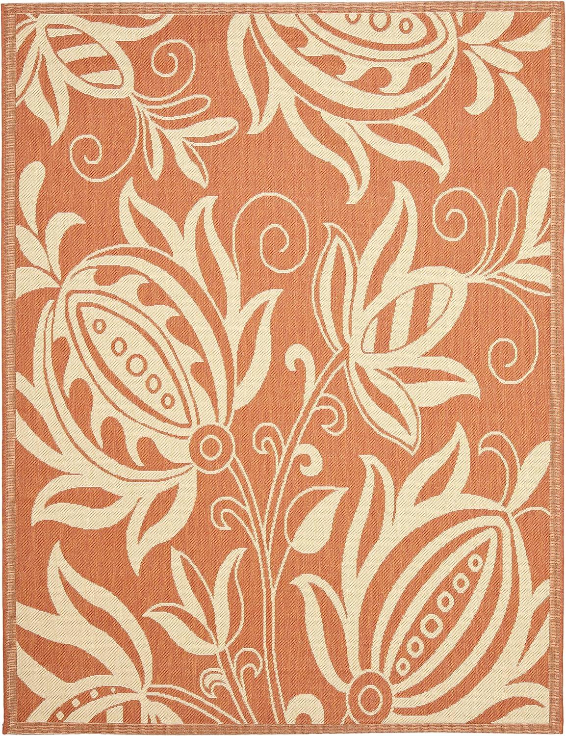 image:imageSAFAVIEH Washable Rug Outdoor Courtyard Collection 53 x 77 Chocolate amp Natural NonShedding amp Easy Cleaning Ideal for Patio Backyard Mudroom CY29613409TerracottaNatural