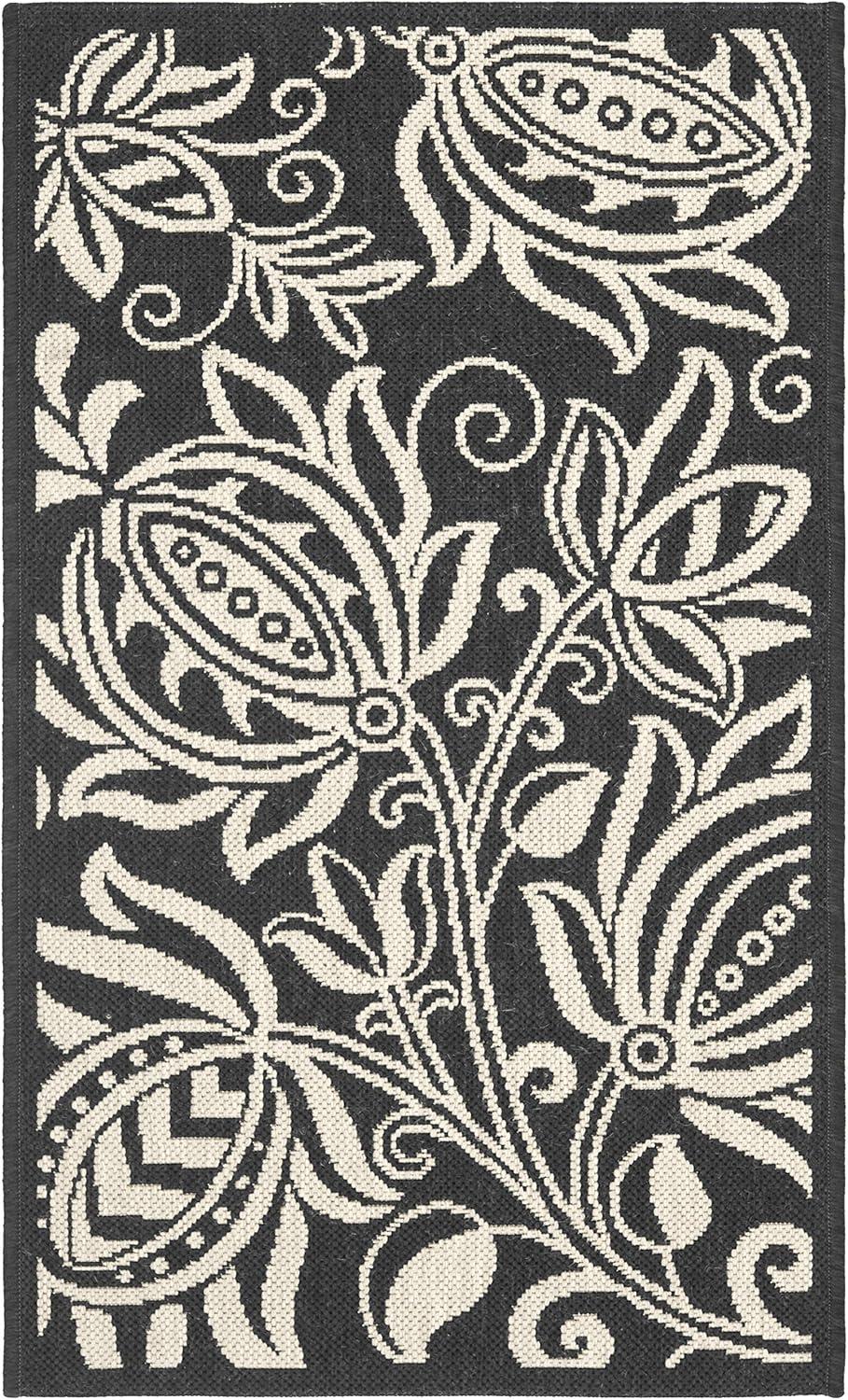image:imageSAFAVIEH Washable Rug Outdoor Courtyard Collection 53 x 77 Chocolate amp Natural NonShedding amp Easy Cleaning Ideal for Patio Backyard Mudroom CY29613409BlackSand
