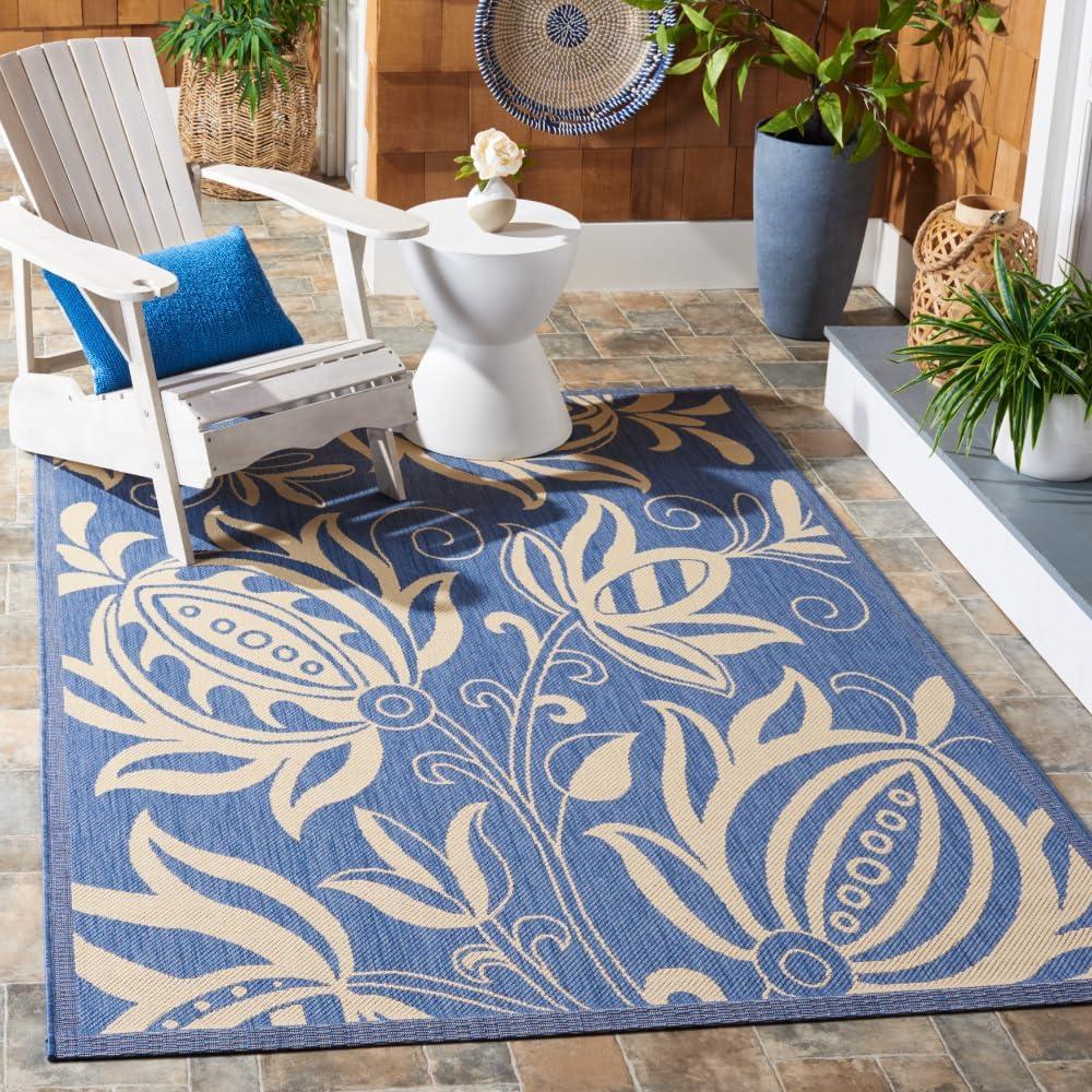 image:imageSAFAVIEH Washable Rug Outdoor Courtyard Collection 53 x 77 Chocolate amp Natural NonShedding amp Easy Cleaning Ideal for Patio Backyard Mudroom CY29613409BlueNatural