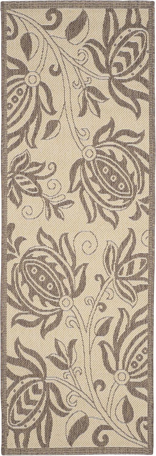 image:imageSAFAVIEH Washable Rug Outdoor Courtyard Collection 53 x 77 Chocolate amp Natural NonShedding amp Easy Cleaning Ideal for Patio Backyard Mudroom CY29613409NaturalBrown