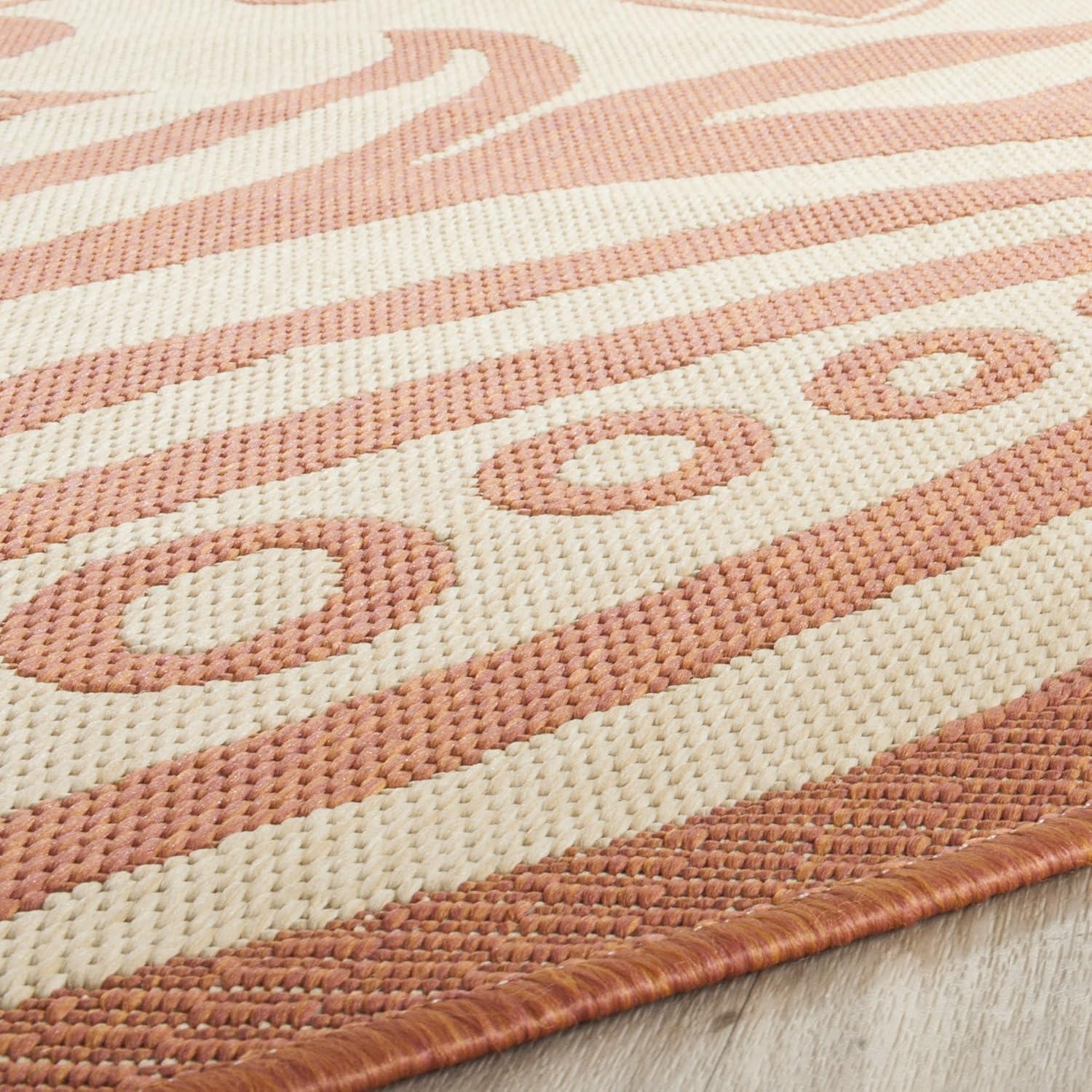 image:imageSAFAVIEH Washable Rug Outdoor Courtyard Collection 53 x 77 Chocolate amp Natural NonShedding amp Easy Cleaning Ideal for Patio Backyard Mudroom CY29613409NaturalTerra