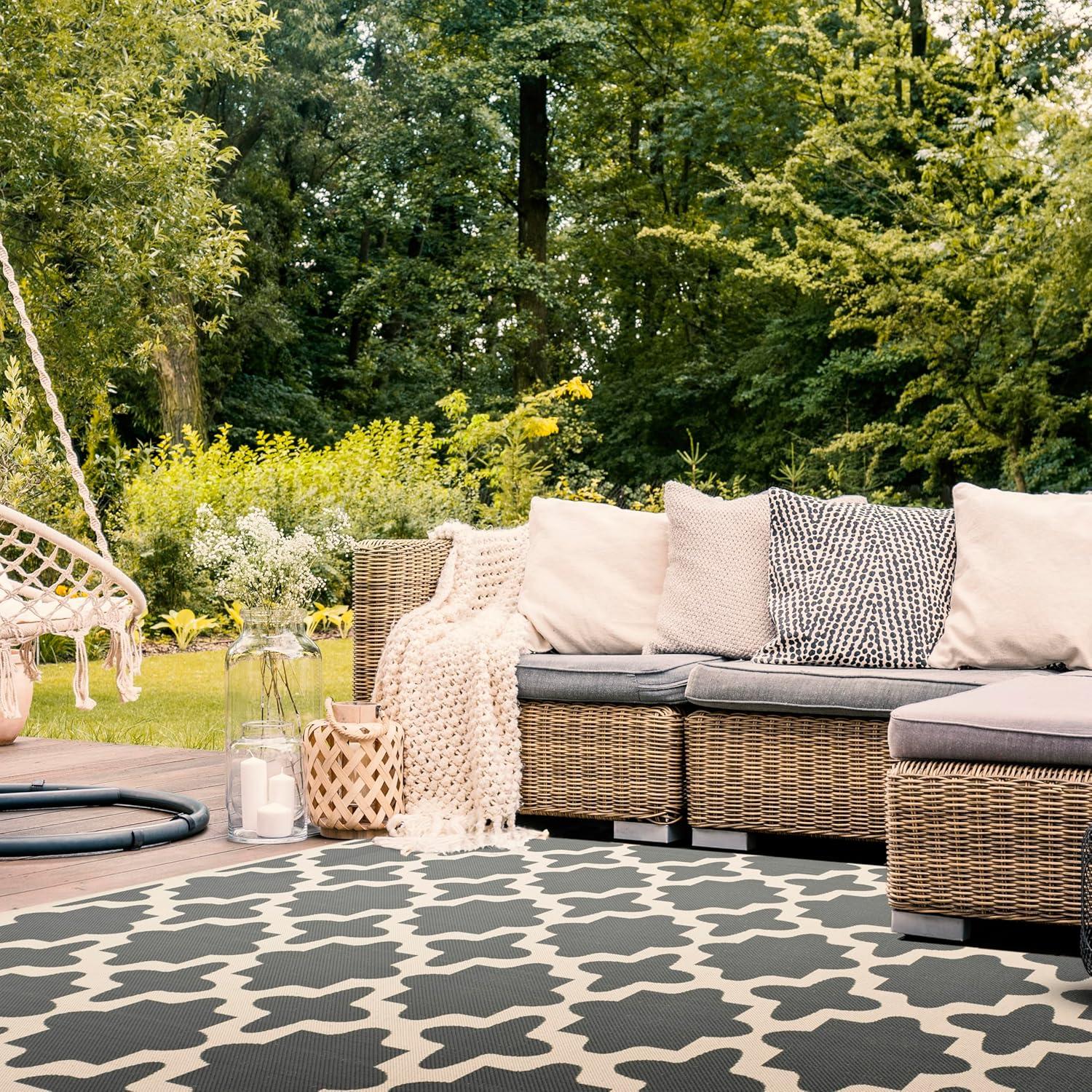 image:imageSAFAVIEH Washable Rug Outdoor Courtyard Collection 67 x 96 Green amp Beige NonShedding amp Easy Cleaning Ideal for Patio Backyard Mudroom CY6913244AnthraciteBeige