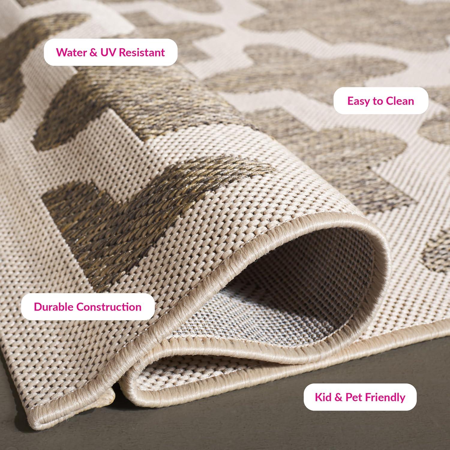 image:imageSAFAVIEH Washable Rug Outdoor Courtyard Collection 67 x 96 Green amp Beige NonShedding amp Easy Cleaning Ideal for Patio Backyard Mudroom CY6913244BrownBone