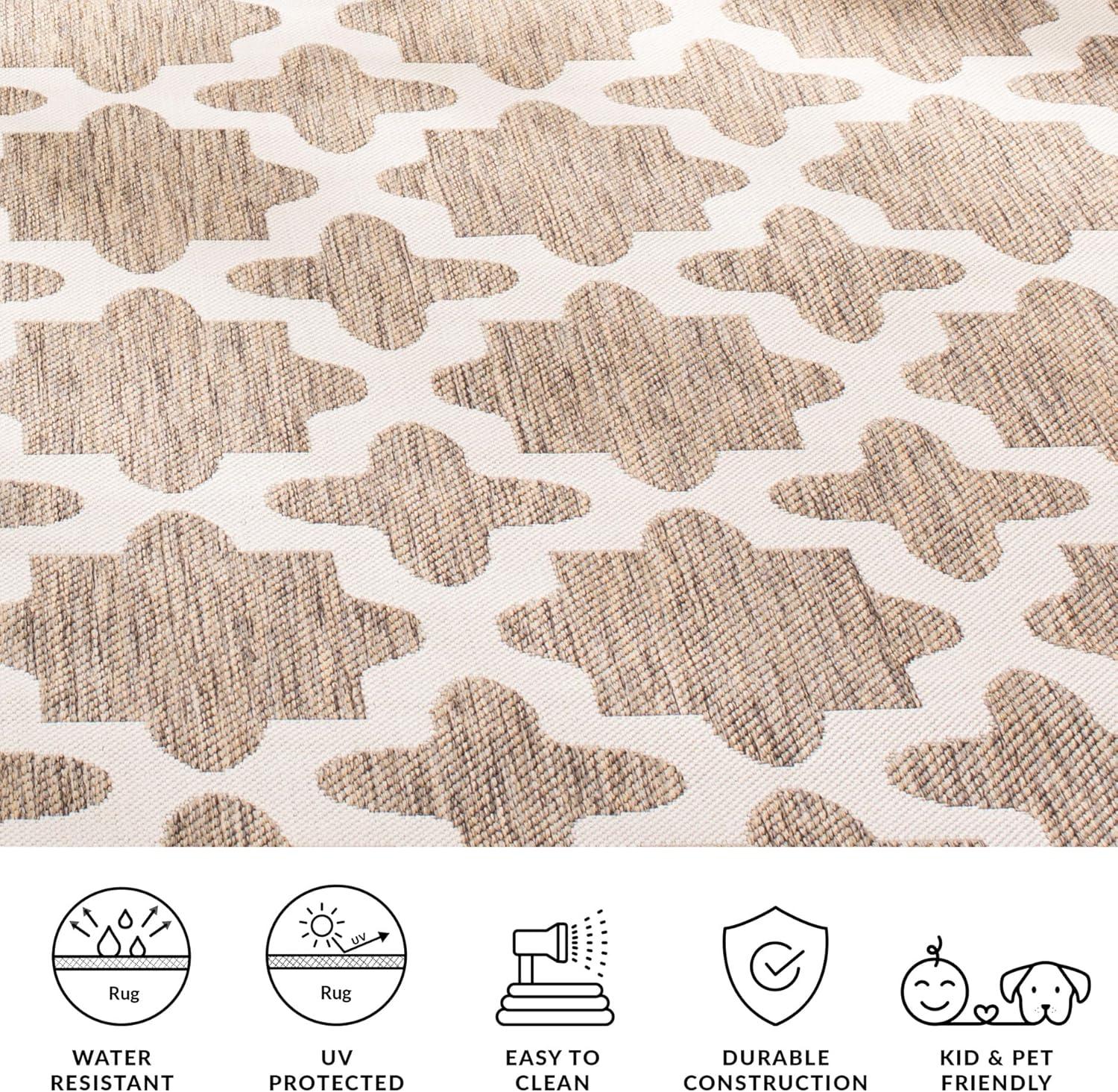 image:imageSAFAVIEH Washable Rug Outdoor Courtyard Collection 67 x 96 Green amp Beige NonShedding amp Easy Cleaning Ideal for Patio Backyard Mudroom CY6913244BrownBone