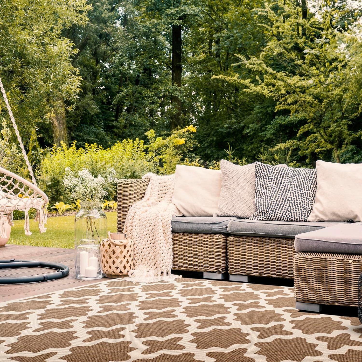 image:imageSAFAVIEH Washable Rug Outdoor Courtyard Collection 67 x 96 Green amp Beige NonShedding amp Easy Cleaning Ideal for Patio Backyard Mudroom CY6913244BrownBone