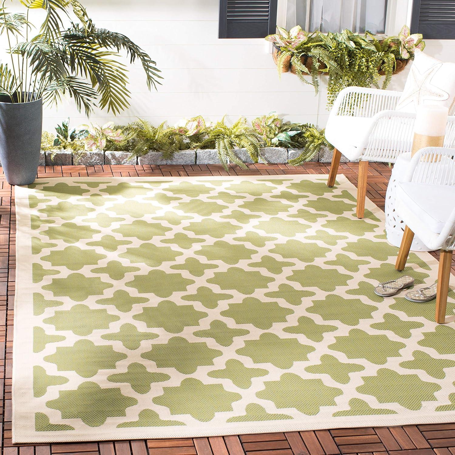 image:imageSAFAVIEH Washable Rug Outdoor Courtyard Collection 67 x 96 Green amp Beige NonShedding amp Easy Cleaning Ideal for Patio Backyard Mudroom CY6913244GreenBeige