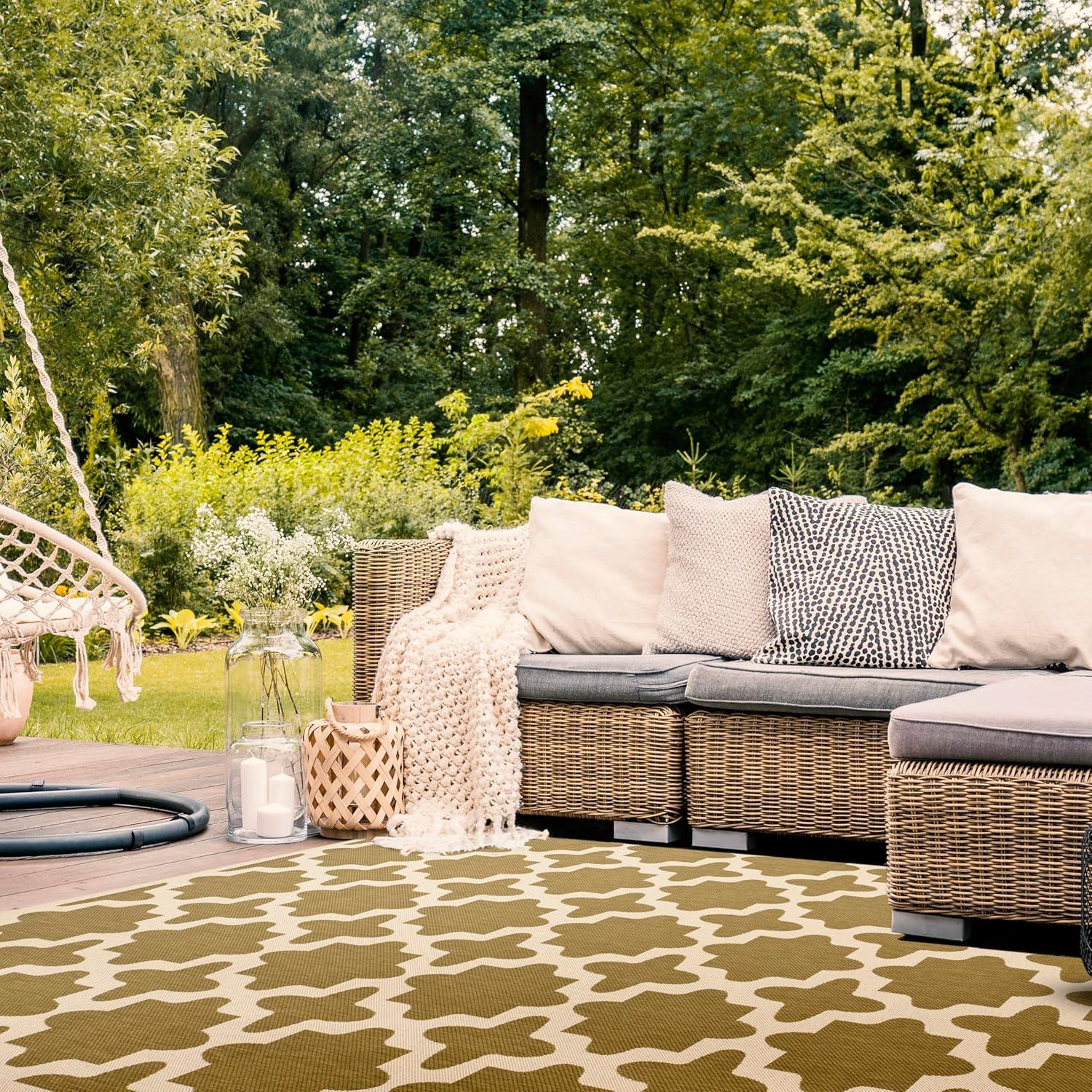 image:imageSAFAVIEH Washable Rug Outdoor Courtyard Collection 67 x 96 Green amp Beige NonShedding amp Easy Cleaning Ideal for Patio Backyard Mudroom CY6913244GreenBeige
