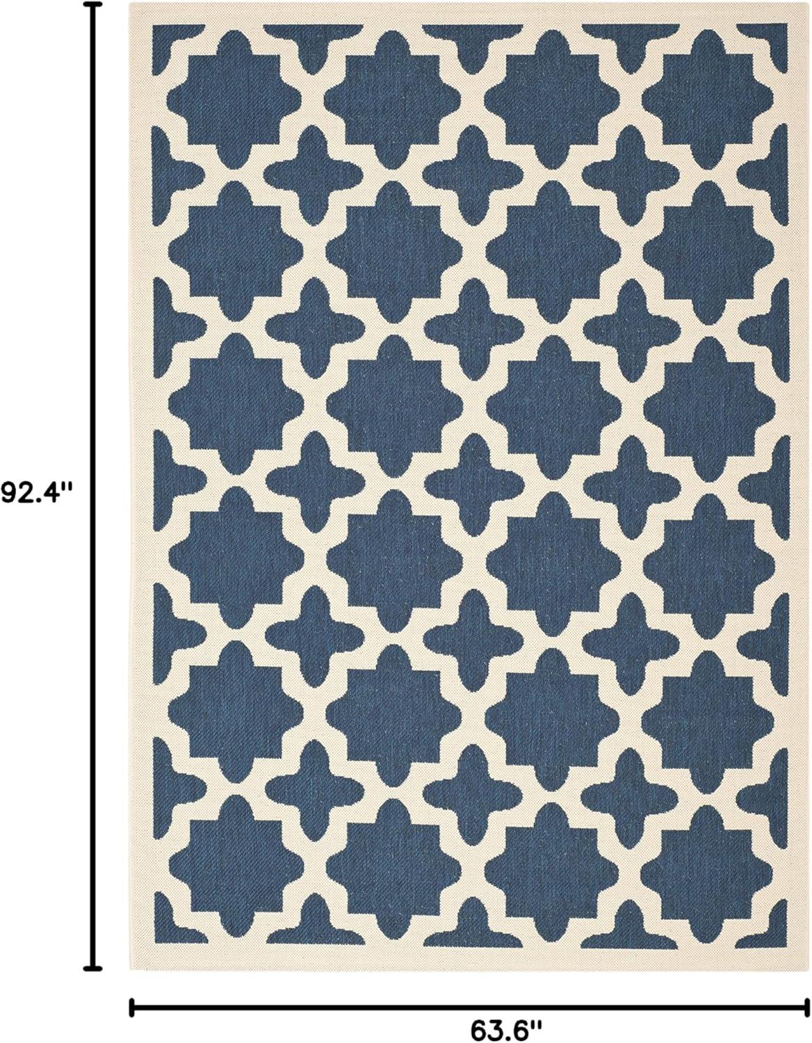 image:imageSAFAVIEH Washable Rug Outdoor Courtyard Collection 67 x 96 Green amp Beige NonShedding amp Easy Cleaning Ideal for Patio Backyard Mudroom CY6913244NavyBeige