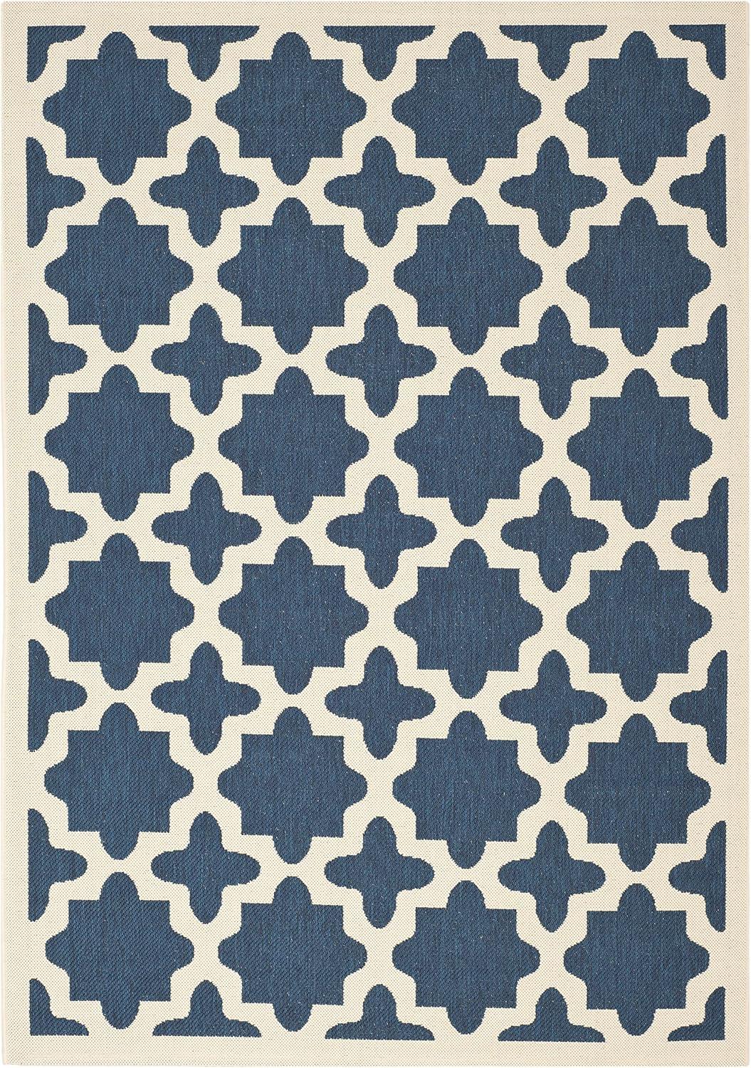 image:imageSAFAVIEH Washable Rug Outdoor Courtyard Collection 67 x 96 Green amp Beige NonShedding amp Easy Cleaning Ideal for Patio Backyard Mudroom CY6913244NavyBeige