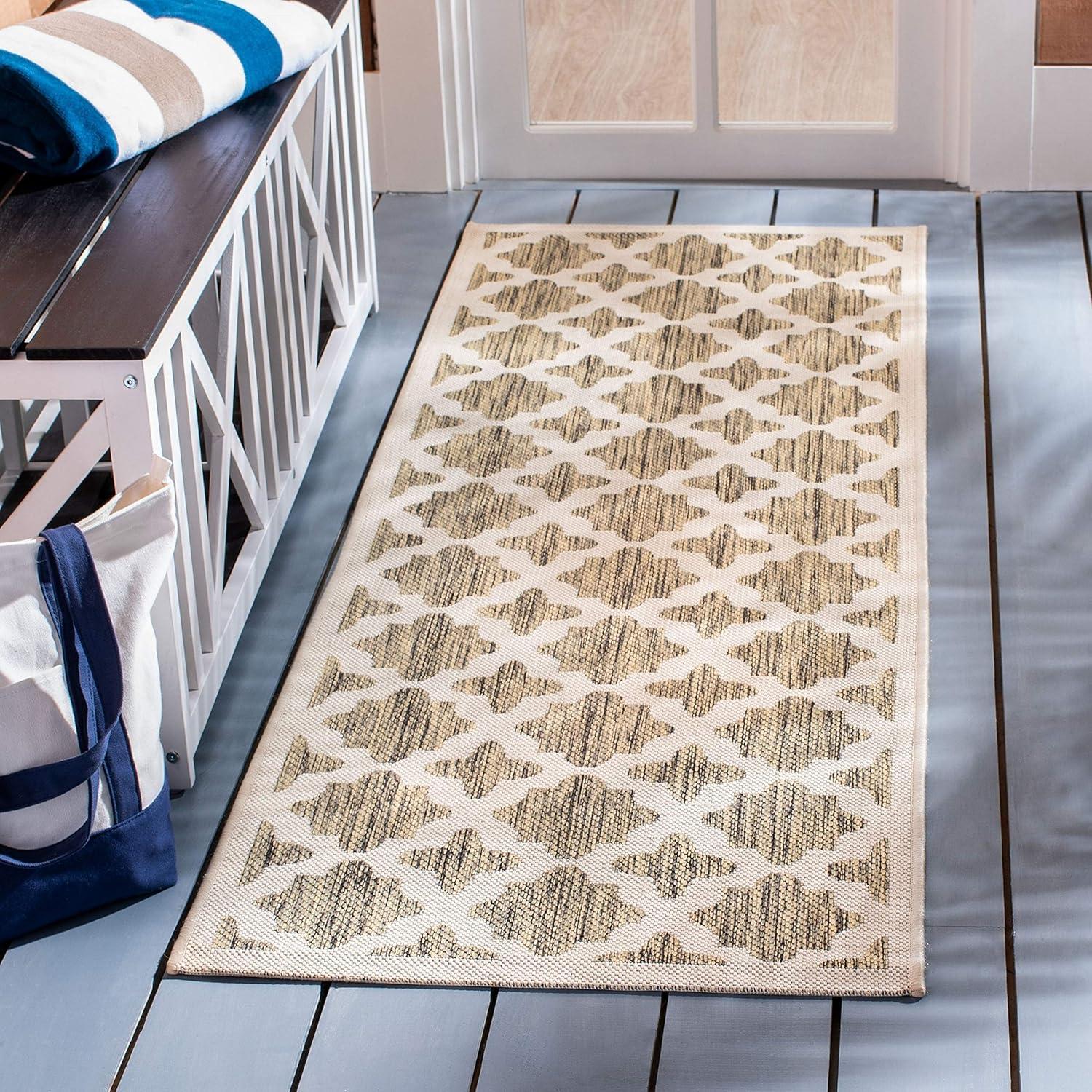 image:imageSAFAVIEH Washable Rug Outdoor Courtyard Collection 67 x 96 Green amp Beige NonShedding amp Easy Cleaning Ideal for Patio Backyard Mudroom CY6913244NavyBeige