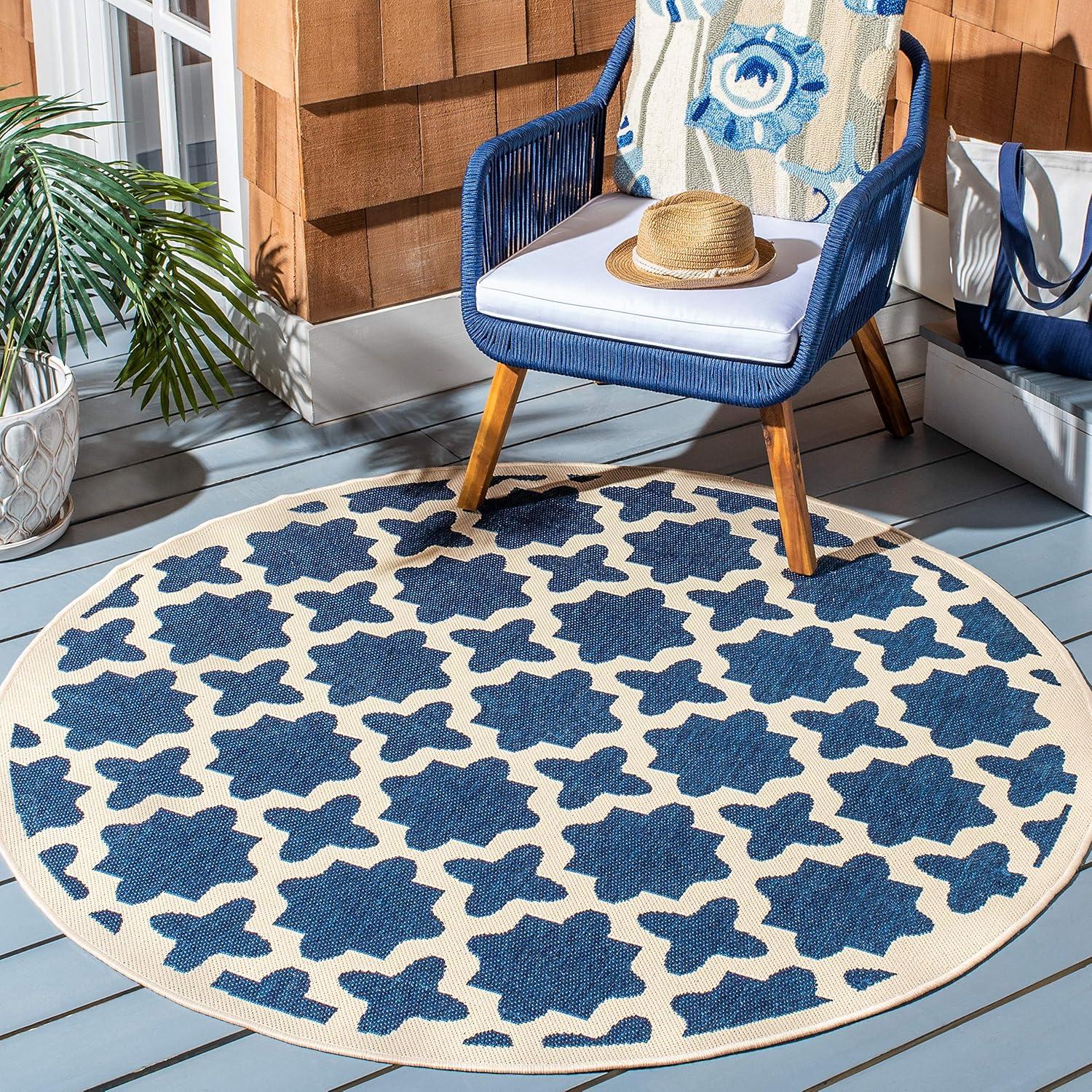 image:imageSAFAVIEH Washable Rug Outdoor Courtyard Collection 67 x 96 Green amp Beige NonShedding amp Easy Cleaning Ideal for Patio Backyard Mudroom CY6913244NavyBeige