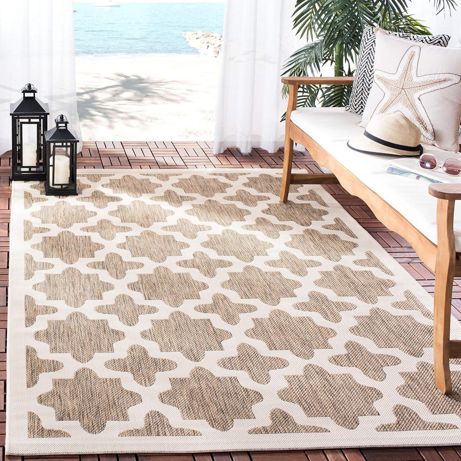 image:imageSAFAVIEH Washable Rug Outdoor Courtyard Collection 67 x 96 Green amp Beige NonShedding amp Easy Cleaning Ideal for Patio Backyard Mudroom CY6913244NavyBeige