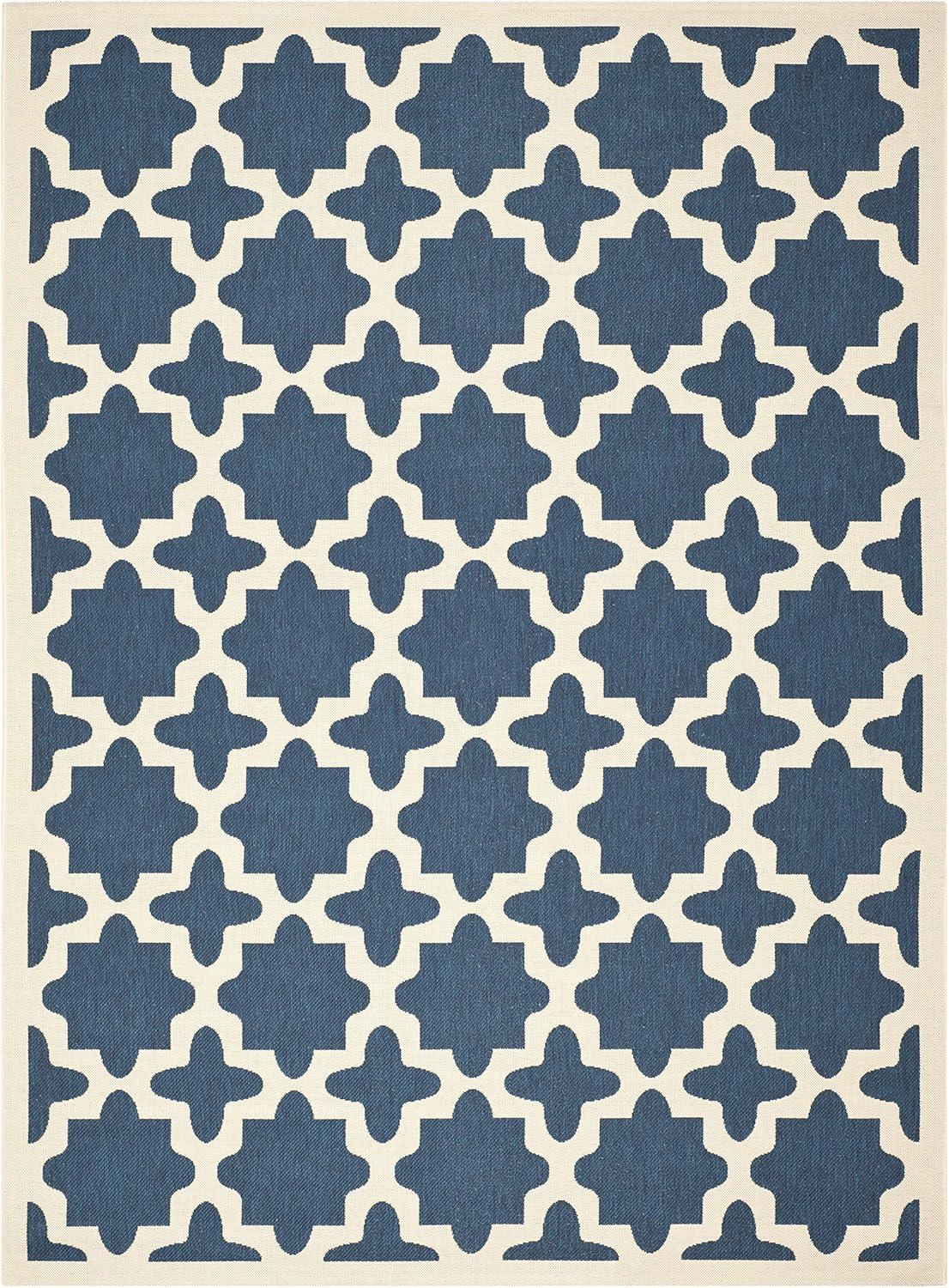 image:imageSAFAVIEH Washable Rug Outdoor Courtyard Collection 67 x 96 Green amp Beige NonShedding amp Easy Cleaning Ideal for Patio Backyard Mudroom CY6913244NavyBeige