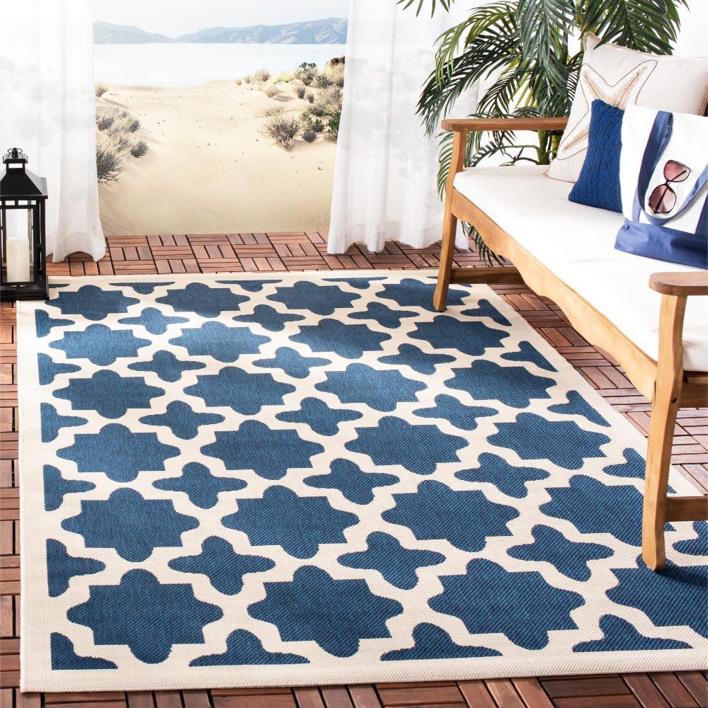 image:imageSAFAVIEH Washable Rug Outdoor Courtyard Collection 67 x 96 Green amp Beige NonShedding amp Easy Cleaning Ideal for Patio Backyard Mudroom CY6913244NavyBeige