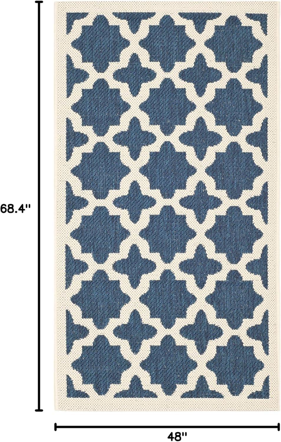 image:imageSAFAVIEH Washable Rug Outdoor Courtyard Collection 67 x 96 Green amp Beige NonShedding amp Easy Cleaning Ideal for Patio Backyard Mudroom CY6913244NavyBeige