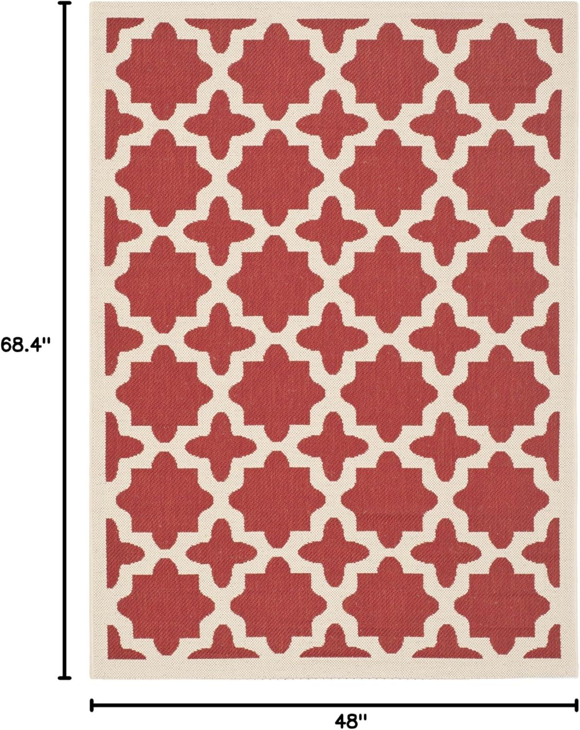 image:imageSAFAVIEH Washable Rug Outdoor Courtyard Collection 67 x 96 Green amp Beige NonShedding amp Easy Cleaning Ideal for Patio Backyard Mudroom CY6913244RedBone