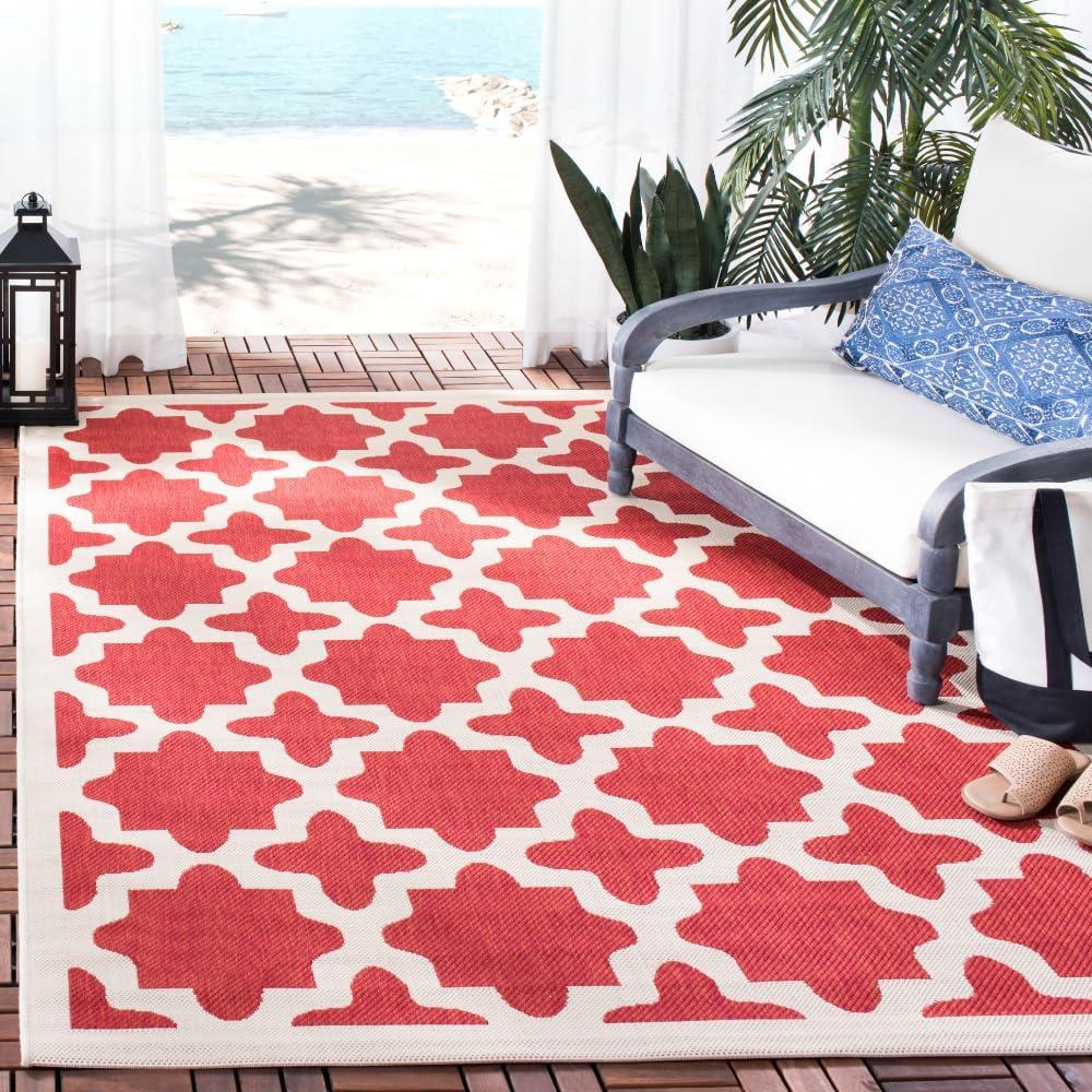 image:imageSAFAVIEH Washable Rug Outdoor Courtyard Collection 67 x 96 Green amp Beige NonShedding amp Easy Cleaning Ideal for Patio Backyard Mudroom CY6913244RedBone