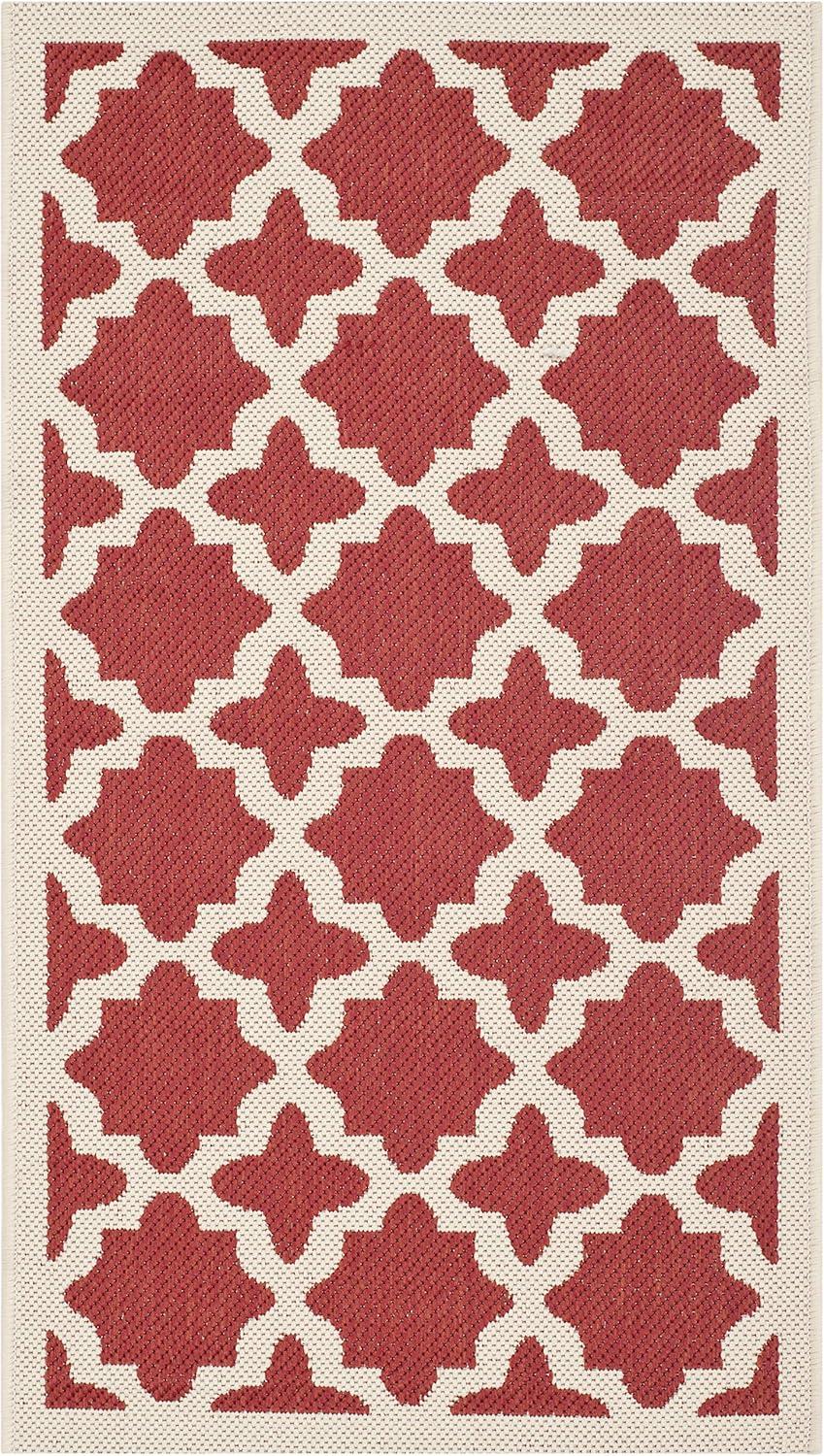 image:imageSAFAVIEH Washable Rug Outdoor Courtyard Collection 67 x 96 Green amp Beige NonShedding amp Easy Cleaning Ideal for Patio Backyard Mudroom CY6913244RedBone