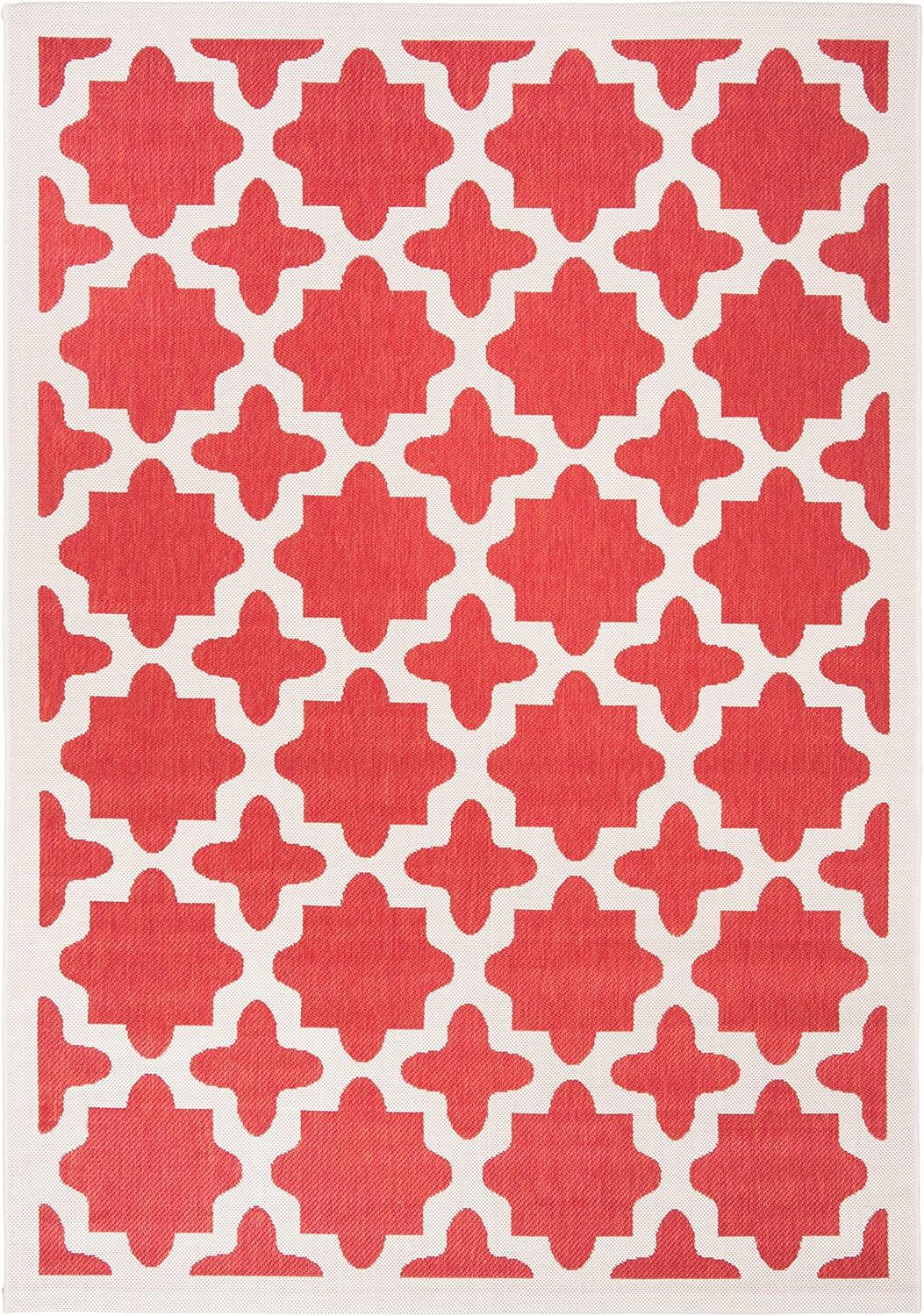 image:imageSAFAVIEH Washable Rug Outdoor Courtyard Collection 67 x 96 Green amp Beige NonShedding amp Easy Cleaning Ideal for Patio Backyard Mudroom CY6913244RedBone