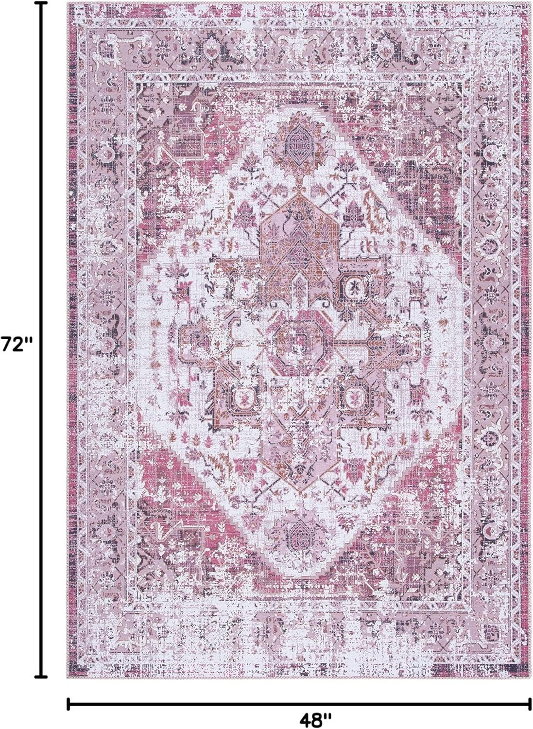 image:imageSAFAVIEH Washable Rug Serapi Collection 4 x 6 Rust amp Blue Slip Resistant amp Easy to Clean Ideal for Foyer Kitchen Nursery Office Bedroom SEP553PIvoryRust