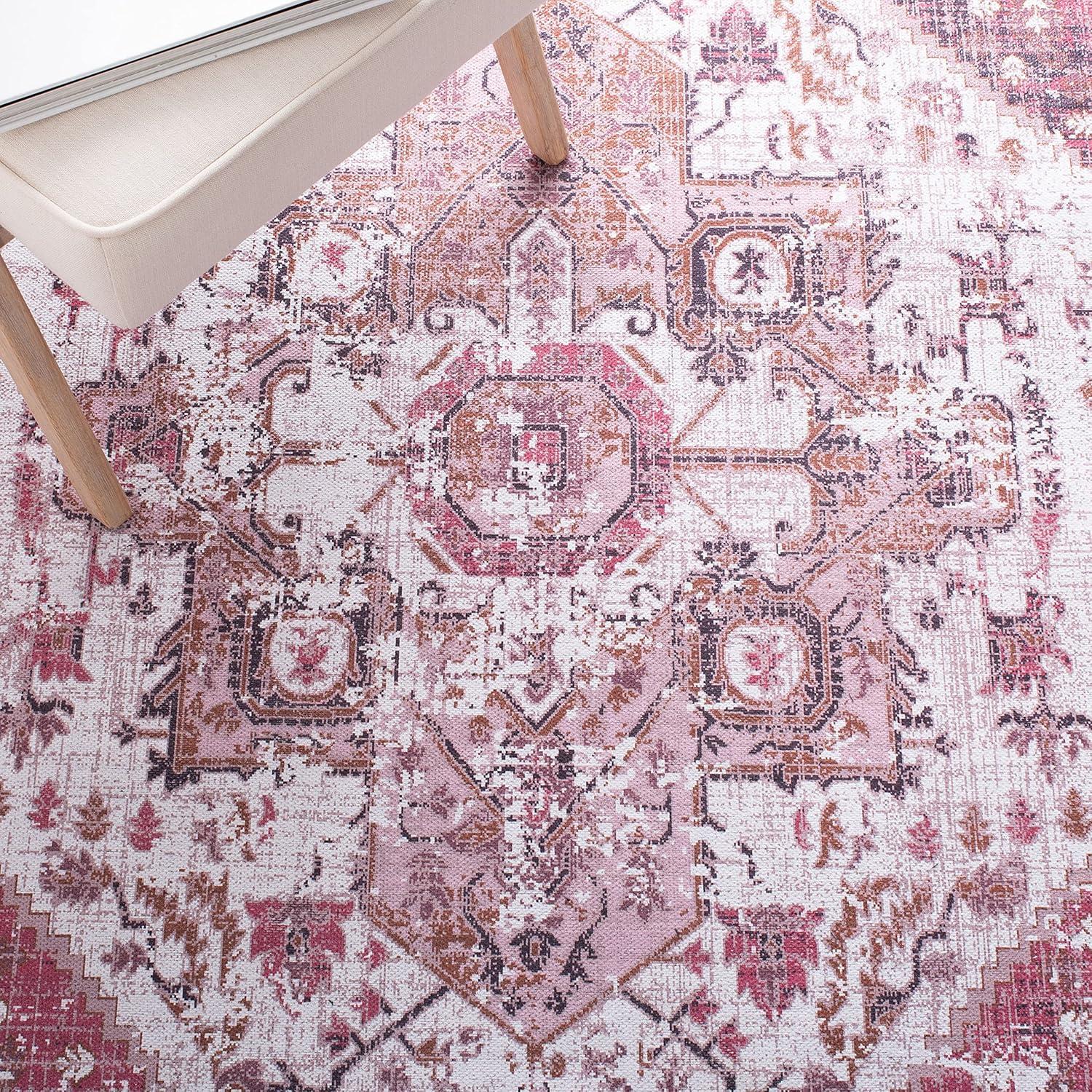 image:imageSAFAVIEH Washable Rug Serapi Collection 4 x 6 Rust amp Blue Slip Resistant amp Easy to Clean Ideal for Foyer Kitchen Nursery Office Bedroom SEP553PIvoryRust