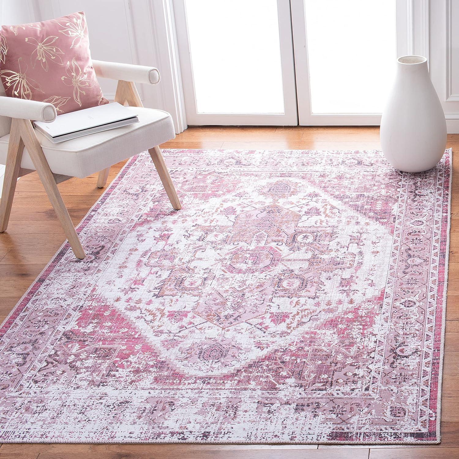 image:imageSAFAVIEH Washable Rug Serapi Collection 4 x 6 Rust amp Blue Slip Resistant amp Easy to Clean Ideal for Foyer Kitchen Nursery Office Bedroom SEP553PIvoryRust
