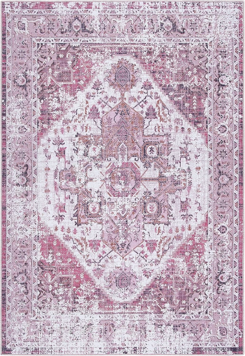image:imageSAFAVIEH Washable Rug Serapi Collection 4 x 6 Rust amp Blue Slip Resistant amp Easy to Clean Ideal for Foyer Kitchen Nursery Office Bedroom SEP553PIvoryRust