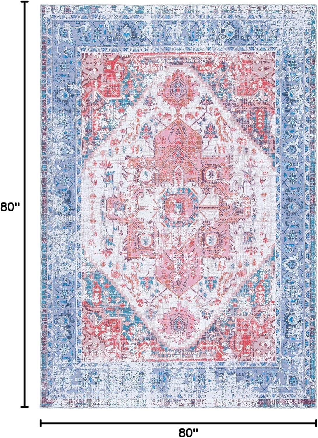 image:imageSAFAVIEH Washable Rug Serapi Collection 4 x 6 Rust amp Blue Slip Resistant amp Easy to Clean Ideal for Foyer Kitchen Nursery Office Bedroom SEP553PRustBlue