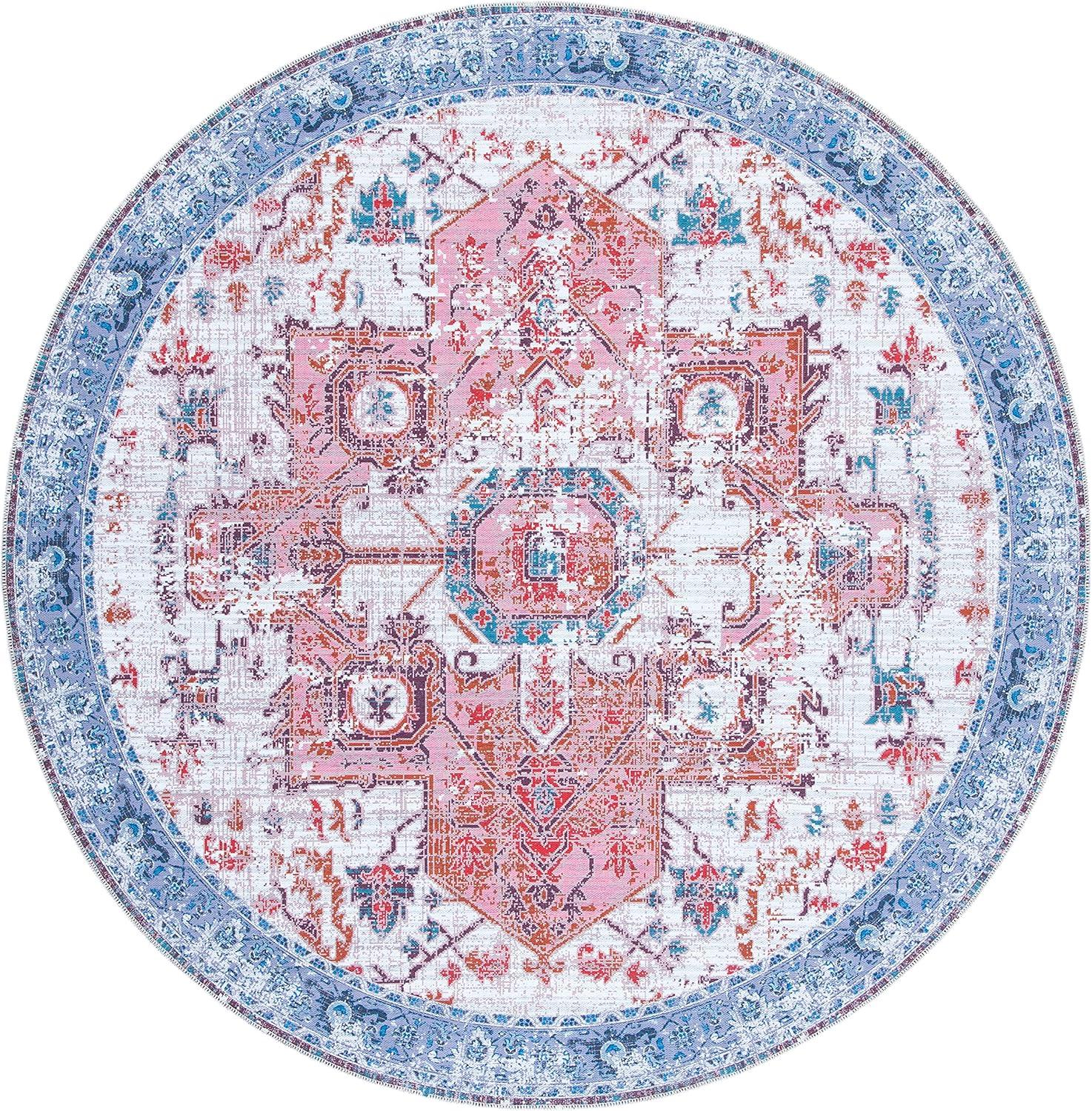 image:imageSAFAVIEH Washable Rug Serapi Collection 4 x 6 Rust amp Blue Slip Resistant amp Easy to Clean Ideal for Foyer Kitchen Nursery Office Bedroom SEP553PRustBlue