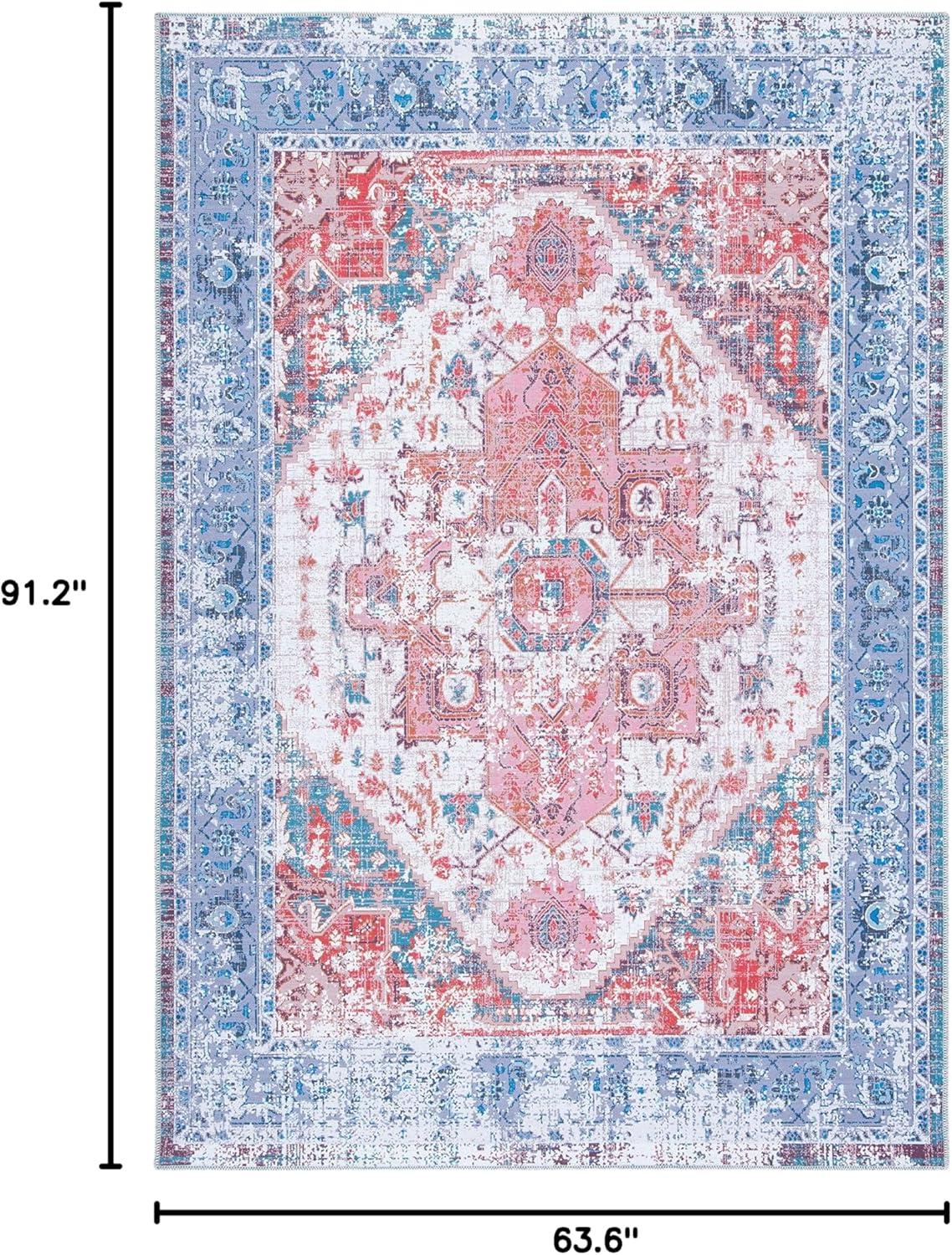 image:imageSAFAVIEH Washable Rug Serapi Collection 4 x 6 Rust amp Blue Slip Resistant amp Easy to Clean Ideal for Foyer Kitchen Nursery Office Bedroom SEP553PRustBlue