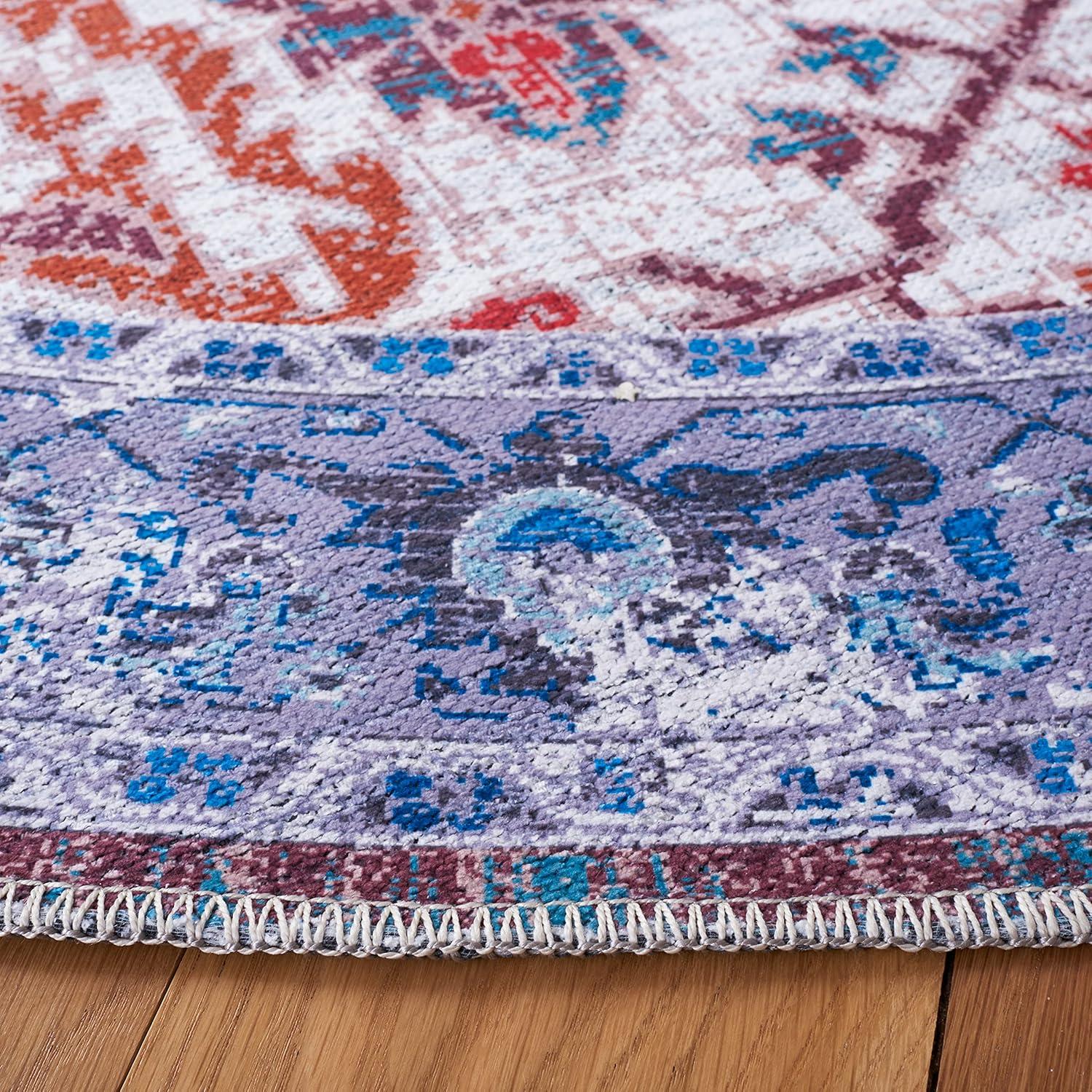 image:imageSAFAVIEH Washable Rug Serapi Collection 4 x 6 Rust amp Blue Slip Resistant amp Easy to Clean Ideal for Foyer Kitchen Nursery Office Bedroom SEP553PRustBlue