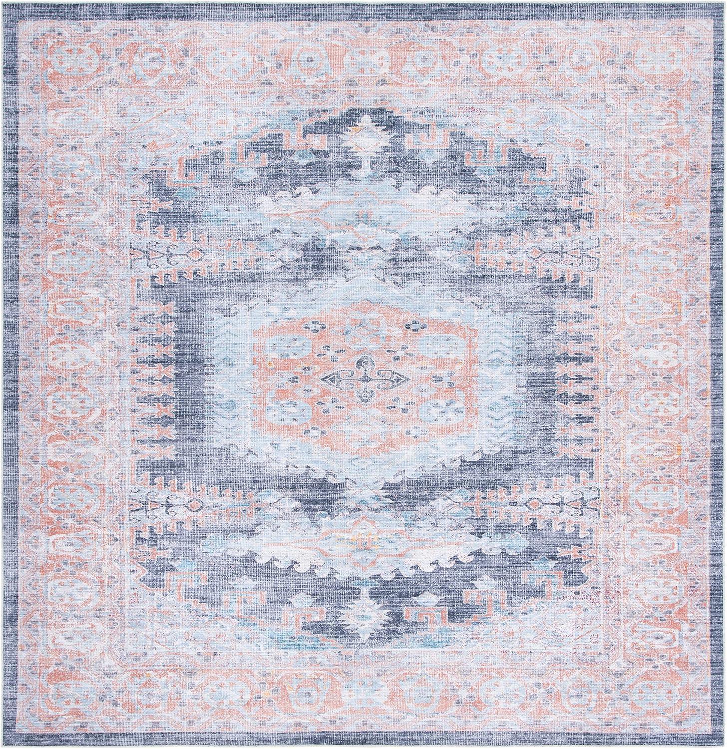 image:imageSAFAVIEH Washable Rug Serapi Collection 67 x 9 Terracotta amp Blue Slip Resistant amp Easy to Clean Ideal for Living Room Bedroom Dining Space SEP382PTerracottaBlue