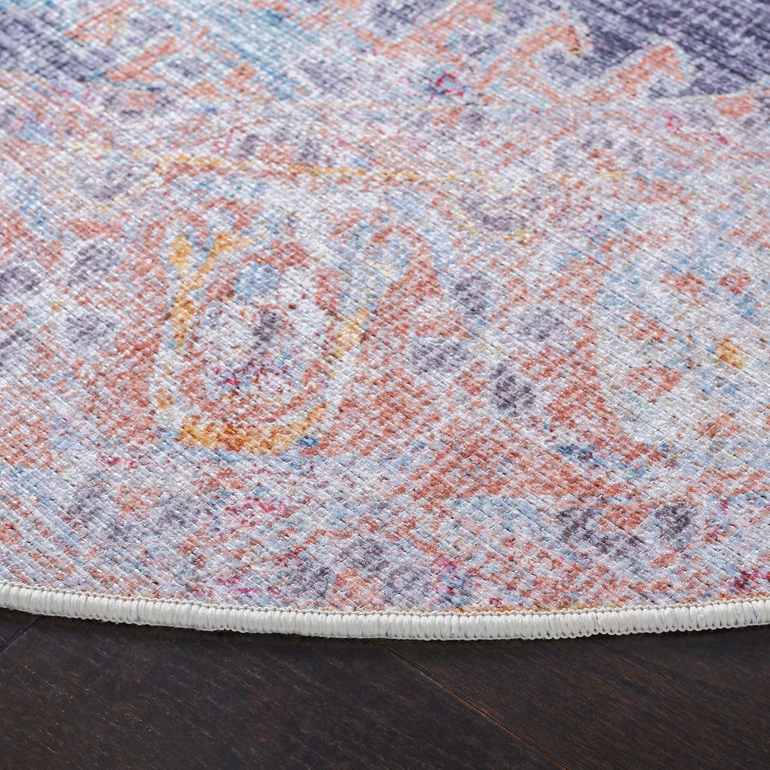image:imageSAFAVIEH Washable Rug Serapi Collection 67 x 9 Terracotta amp Blue Slip Resistant amp Easy to Clean Ideal for Living Room Bedroom Dining Space SEP382PTerracottaBlue