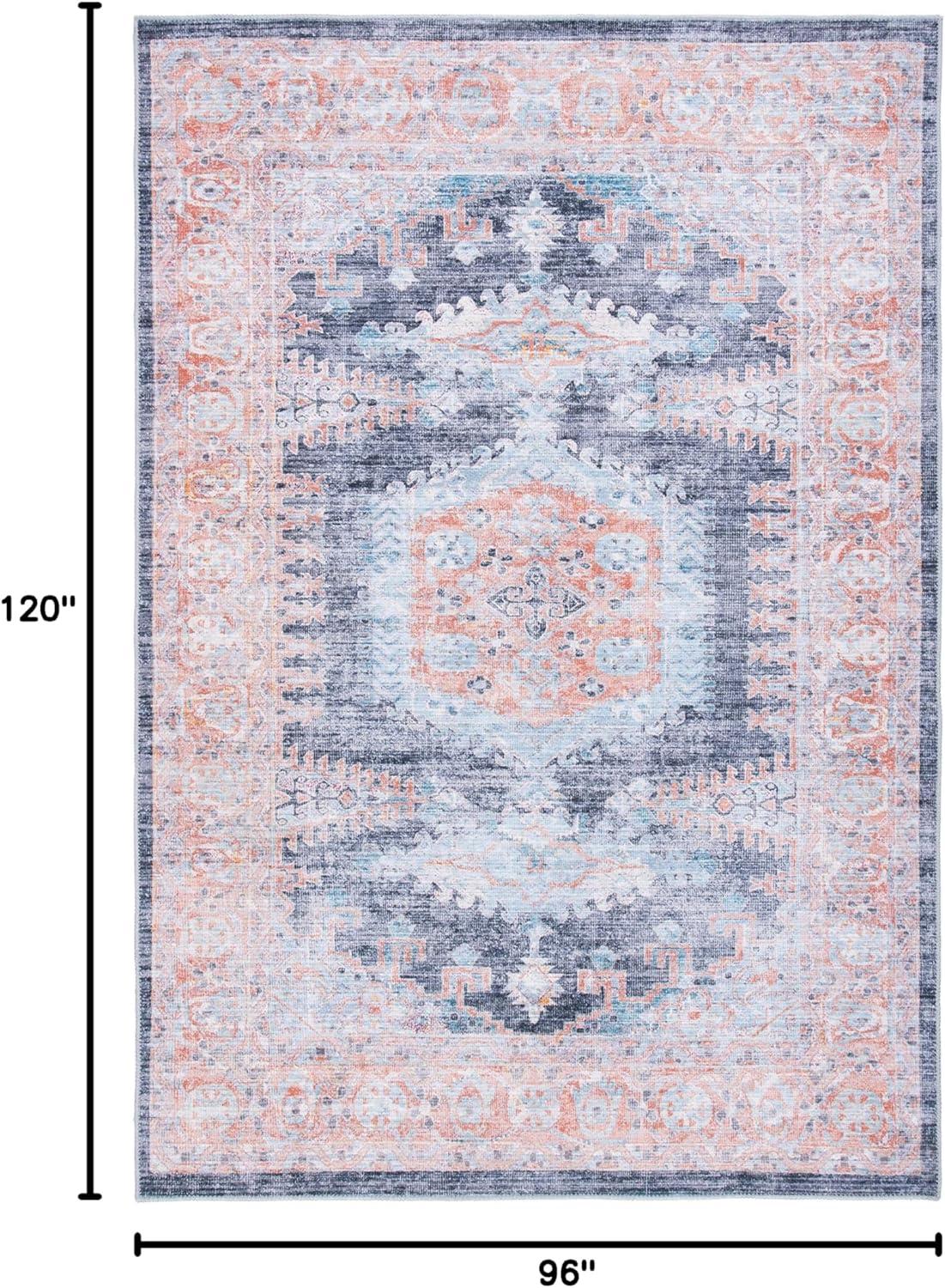 image:imageSAFAVIEH Washable Rug Serapi Collection 67 x 9 Terracotta amp Blue Slip Resistant amp Easy to Clean Ideal for Living Room Bedroom Dining Space SEP382PTerracottaBlue