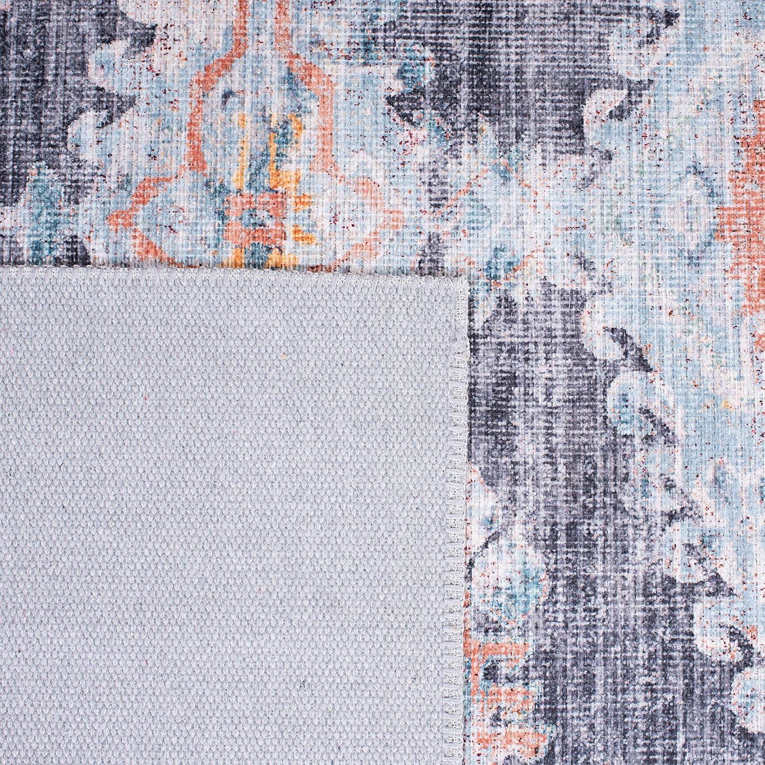 image:imageSAFAVIEH Washable Rug Serapi Collection 67 x 9 Terracotta amp Blue Slip Resistant amp Easy to Clean Ideal for Living Room Bedroom Dining Space SEP382PTerracottaBlue