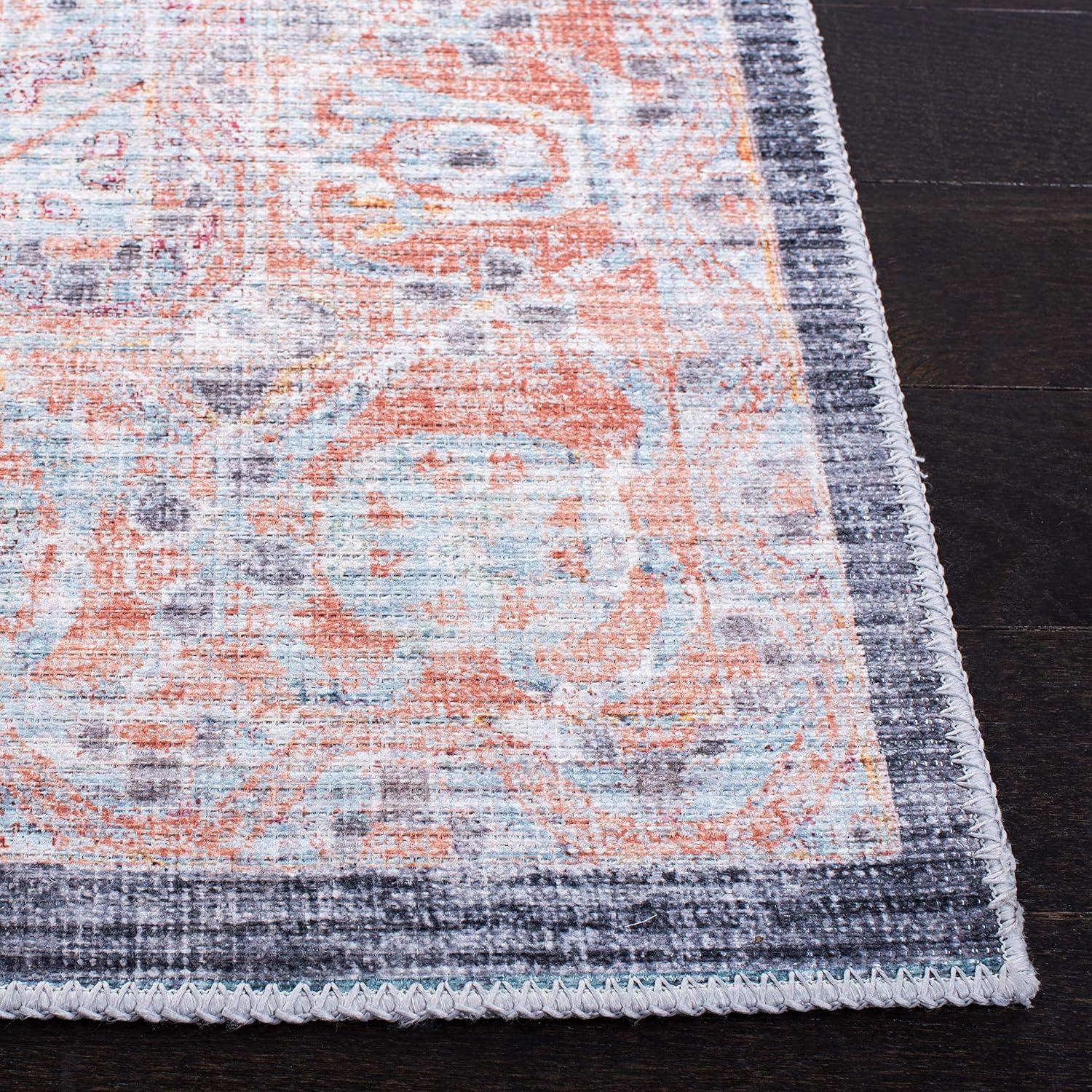 image:imageSAFAVIEH Washable Rug Serapi Collection 67 x 9 Terracotta amp Blue Slip Resistant amp Easy to Clean Ideal for Living Room Bedroom Dining Space SEP382PTerracottaBlue