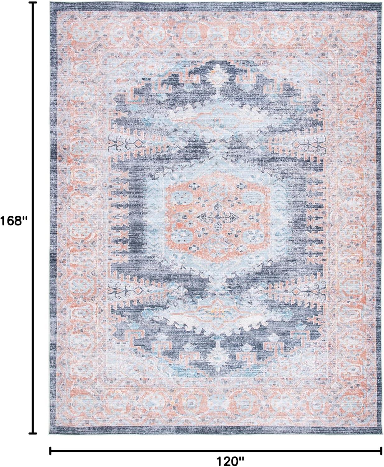 image:imageSAFAVIEH Washable Rug Serapi Collection 67 x 9 Terracotta amp Blue Slip Resistant amp Easy to Clean Ideal for Living Room Bedroom Dining Space SEP382PTerracottaBlue