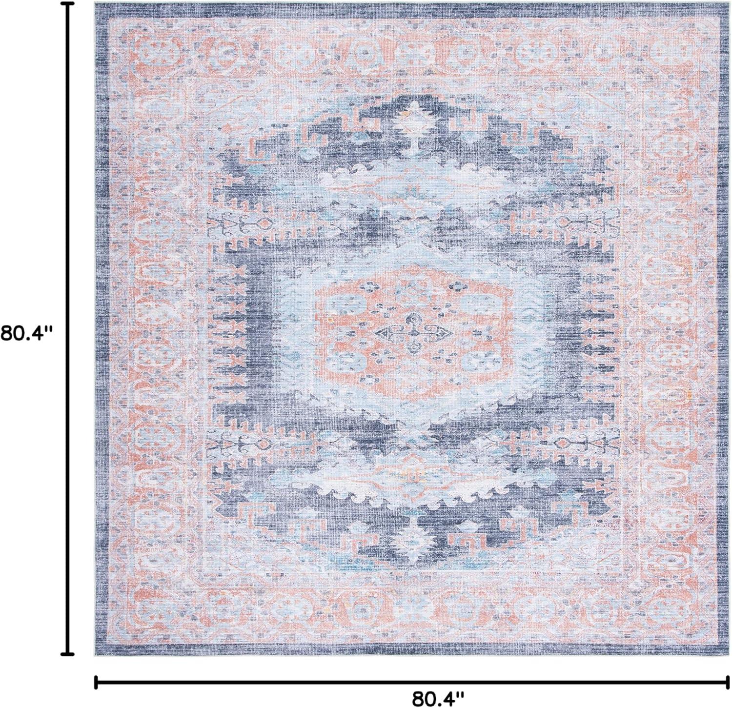 image:imageSAFAVIEH Washable Rug Serapi Collection 67 x 9 Terracotta amp Blue Slip Resistant amp Easy to Clean Ideal for Living Room Bedroom Dining Space SEP382PTerracottaBlue