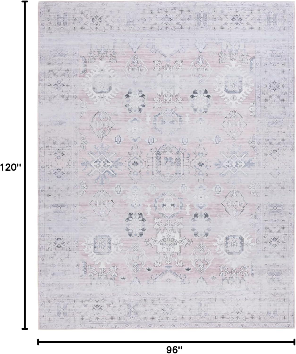 image:imageSAFAVIEH Washable Rug Tucson Collection 5 x 8 Rust amp Blue Slip Resistant amp Easy to Clean Ideal for Living Room Bedroom Dining Space TSN133PPinkBeige