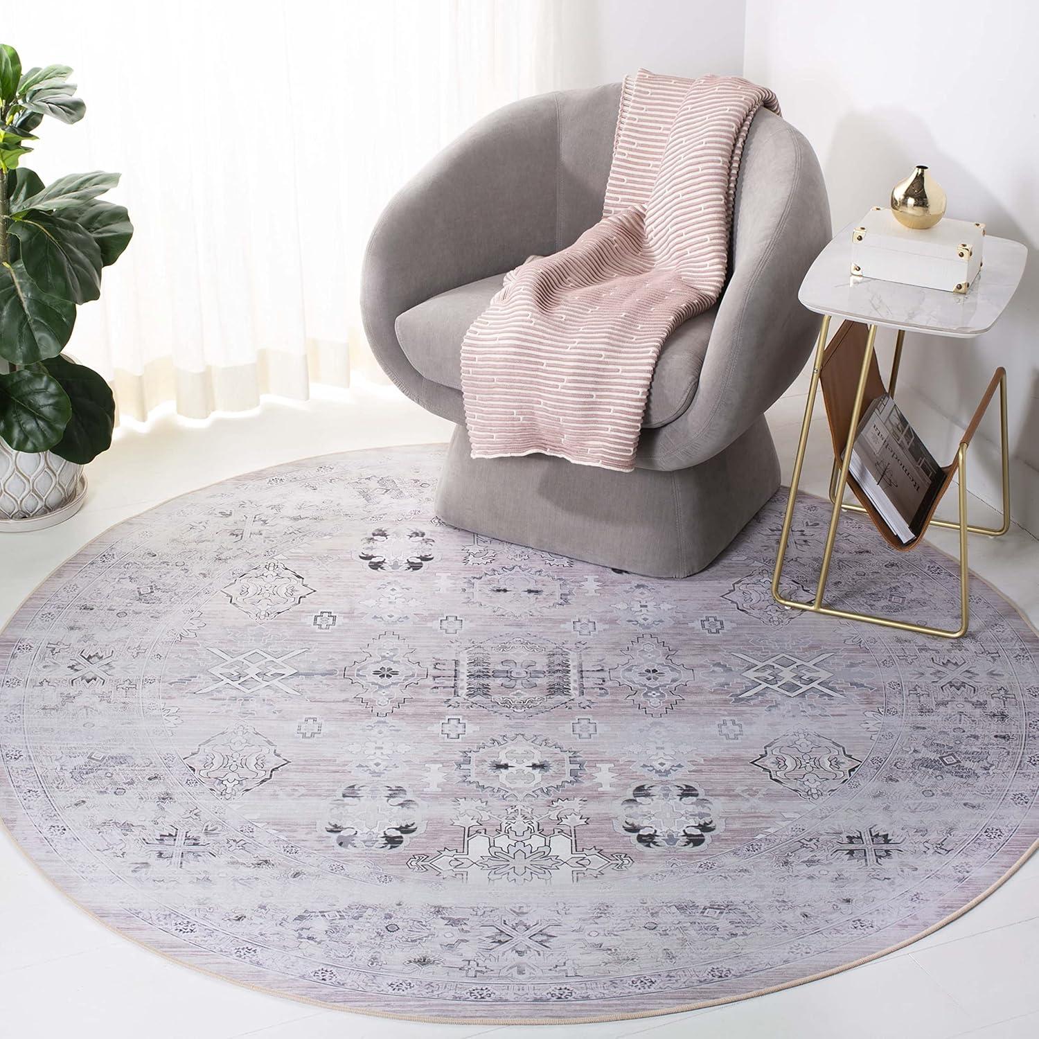 image:imageSAFAVIEH Washable Rug Tucson Collection 5 x 8 Rust amp Blue Slip Resistant amp Easy to Clean Ideal for Living Room Bedroom Dining Space TSN133PPinkBeige