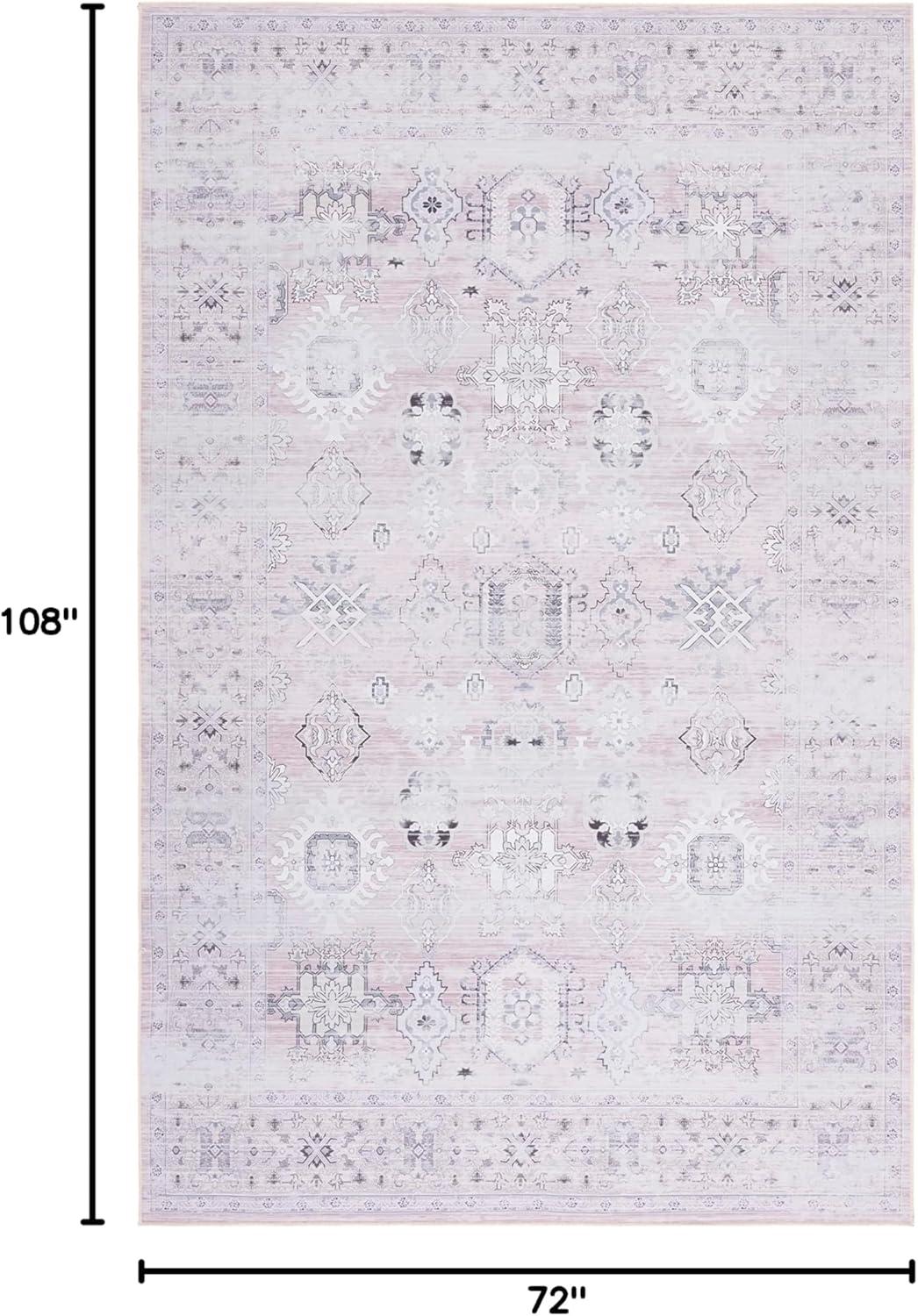 image:imageSAFAVIEH Washable Rug Tucson Collection 5 x 8 Rust amp Blue Slip Resistant amp Easy to Clean Ideal for Living Room Bedroom Dining Space TSN133PPinkBeige