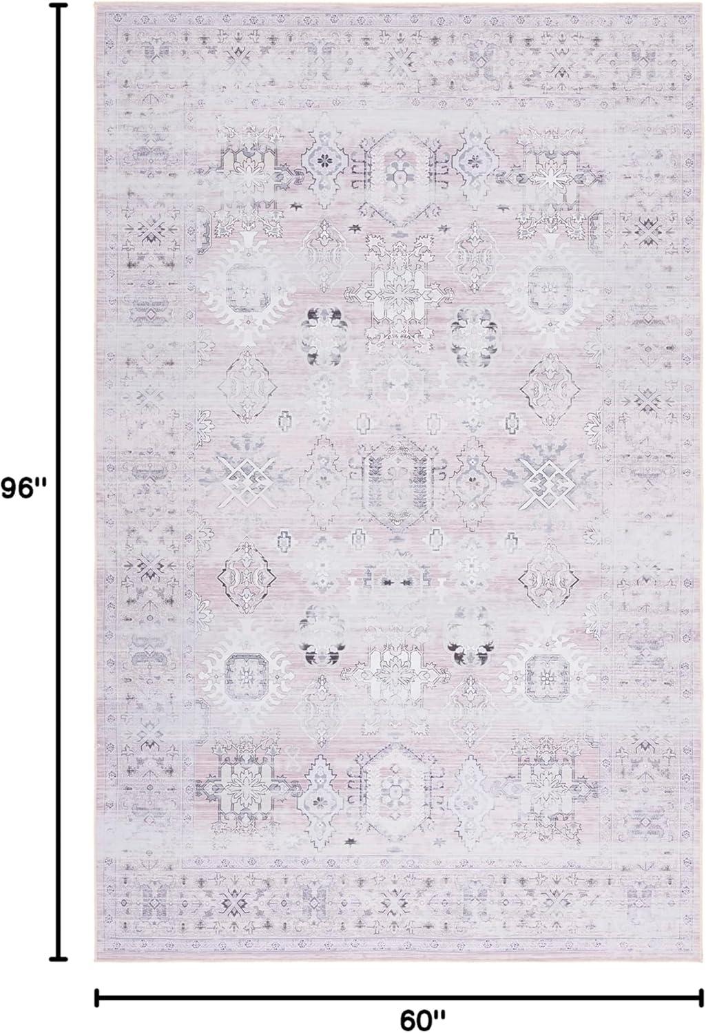 image:imageSAFAVIEH Washable Rug Tucson Collection 5 x 8 Rust amp Blue Slip Resistant amp Easy to Clean Ideal for Living Room Bedroom Dining Space TSN133PPinkBeige