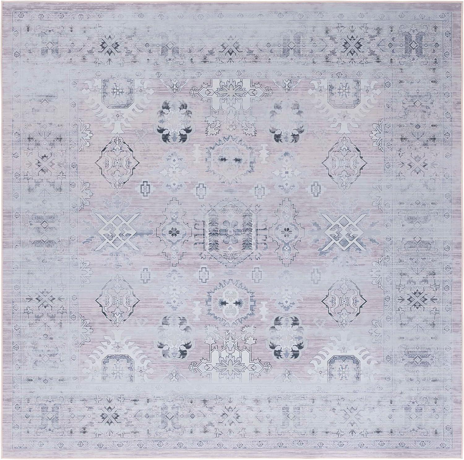 image:imageSAFAVIEH Washable Rug Tucson Collection 5 x 8 Rust amp Blue Slip Resistant amp Easy to Clean Ideal for Living Room Bedroom Dining Space TSN133PPinkBeige