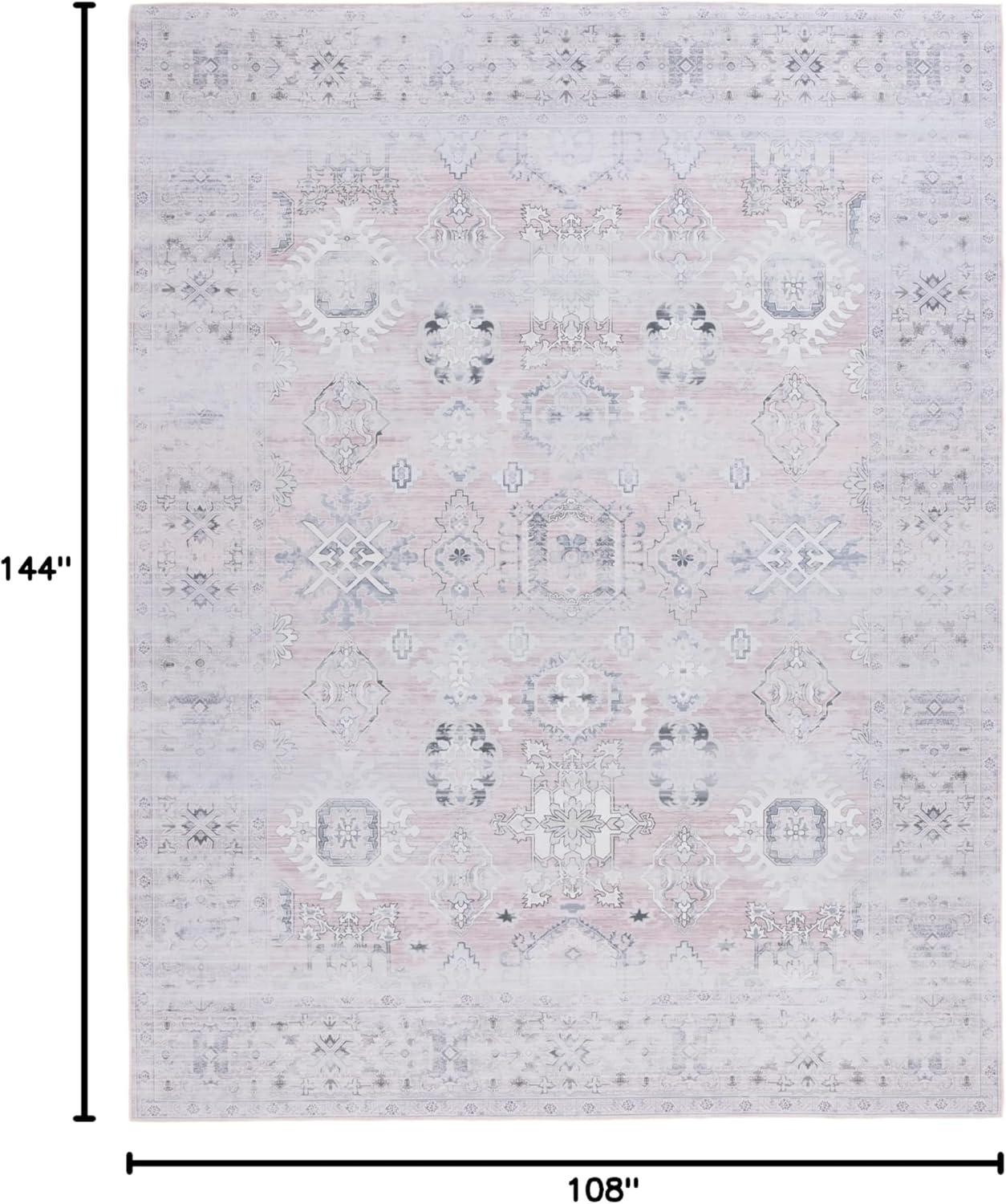 image:imageSAFAVIEH Washable Rug Tucson Collection 5 x 8 Rust amp Blue Slip Resistant amp Easy to Clean Ideal for Living Room Bedroom Dining Space TSN133PPinkBeige