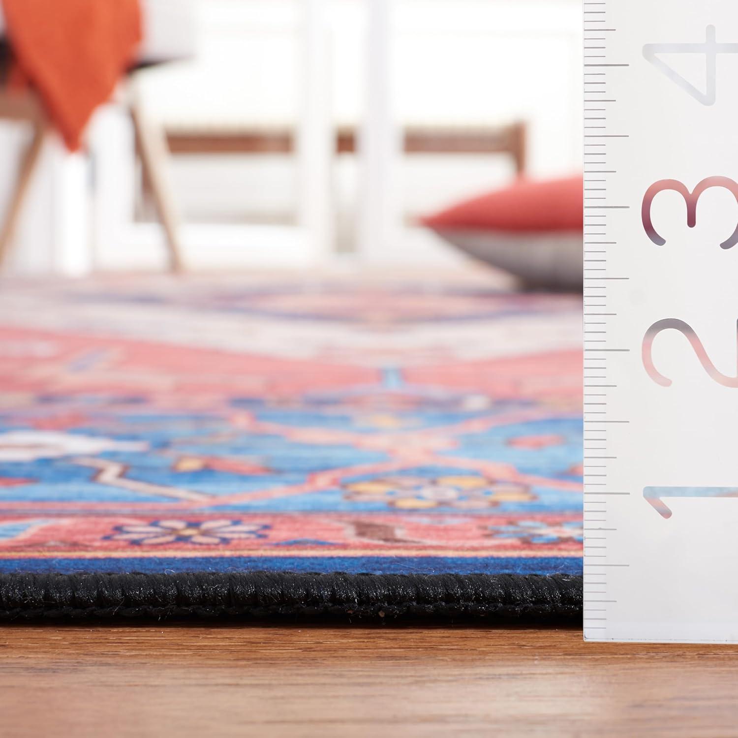 image:imageSAFAVIEH Washable Rug Tucson Collection 5 x 8 Rust amp Blue Slip Resistant amp Easy to Clean Ideal for Living Room Bedroom Dining Space TSN133PRustBlue
