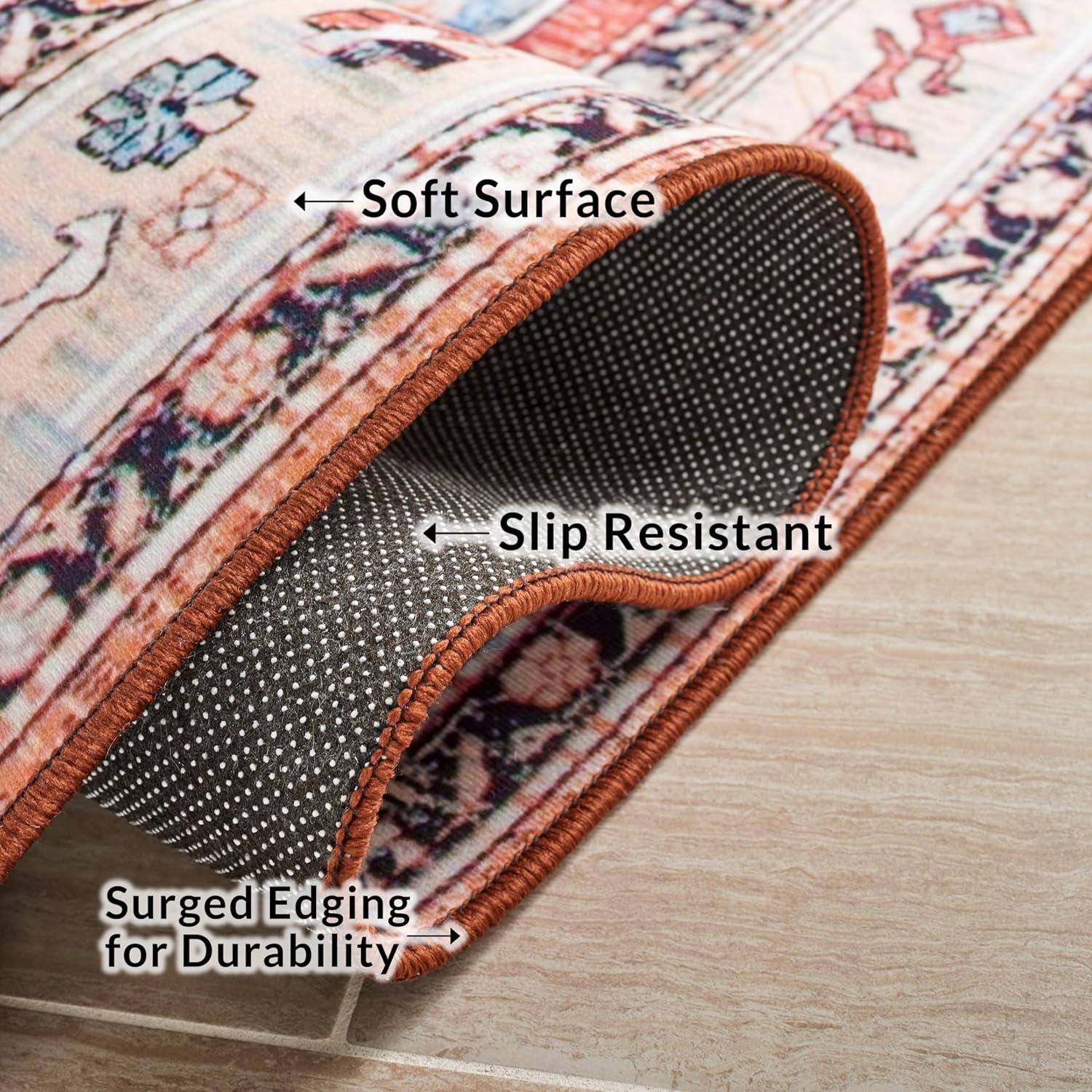 image:imageSAFAVIEH Washable Rug Tucson Collection 8 x 10 Beige amp Blue Slip Resistant amp Easy to Clean Ideal for Living Room Bedroom Dining Space TSN104BBeigeBlue