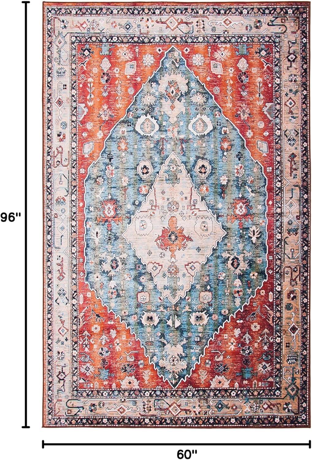 image:imageSAFAVIEH Washable Rug Tucson Collection 8 x 10 Beige amp Blue Slip Resistant amp Easy to Clean Ideal for Living Room Bedroom Dining Space TSN104BBeigeBlue