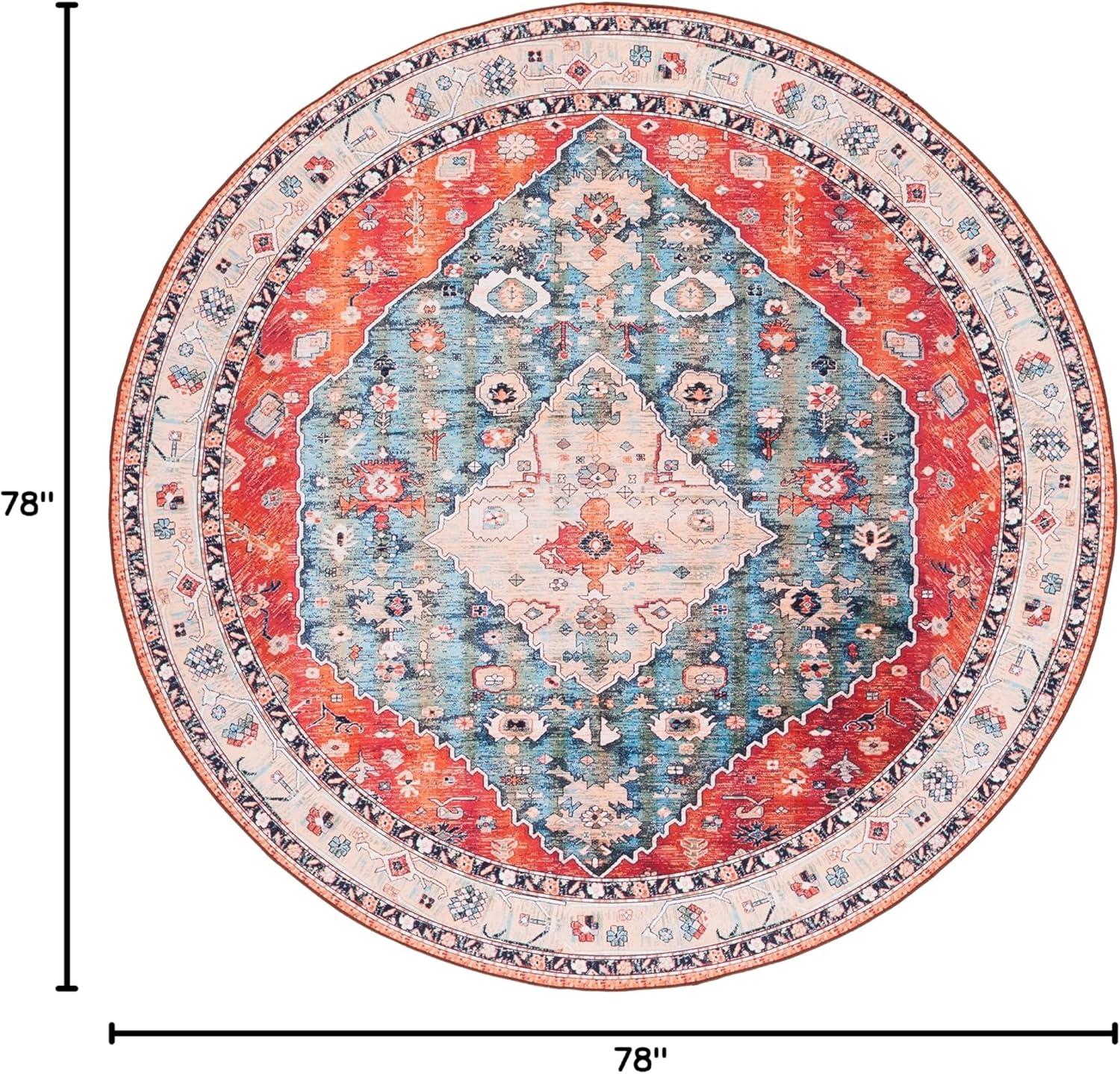 image:imageSAFAVIEH Washable Rug Tucson Collection 8 x 10 Beige amp Blue Slip Resistant amp Easy to Clean Ideal for Living Room Bedroom Dining Space TSN104BBeigeBlue
