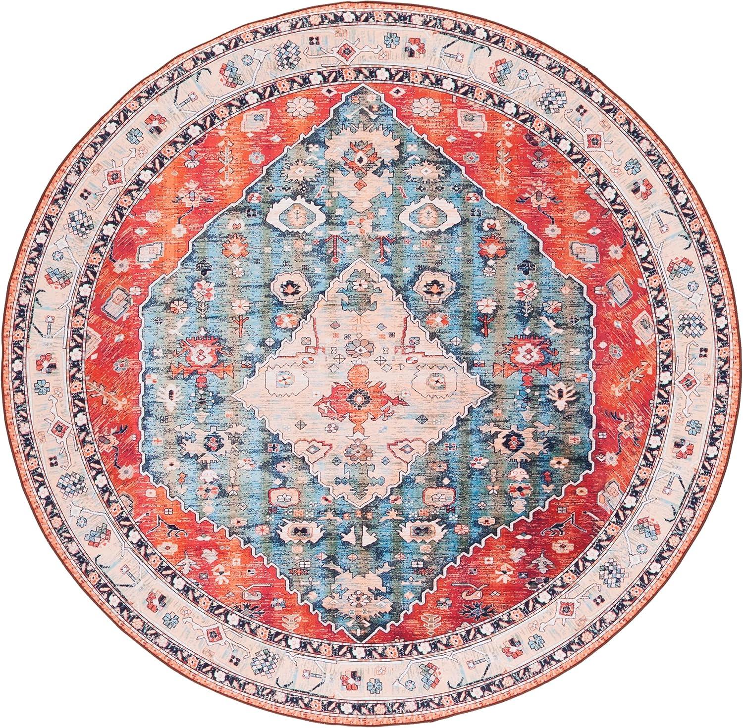 image:imageSAFAVIEH Washable Rug Tucson Collection 8 x 10 Beige amp Blue Slip Resistant amp Easy to Clean Ideal for Living Room Bedroom Dining Space TSN104BBeigeBlue