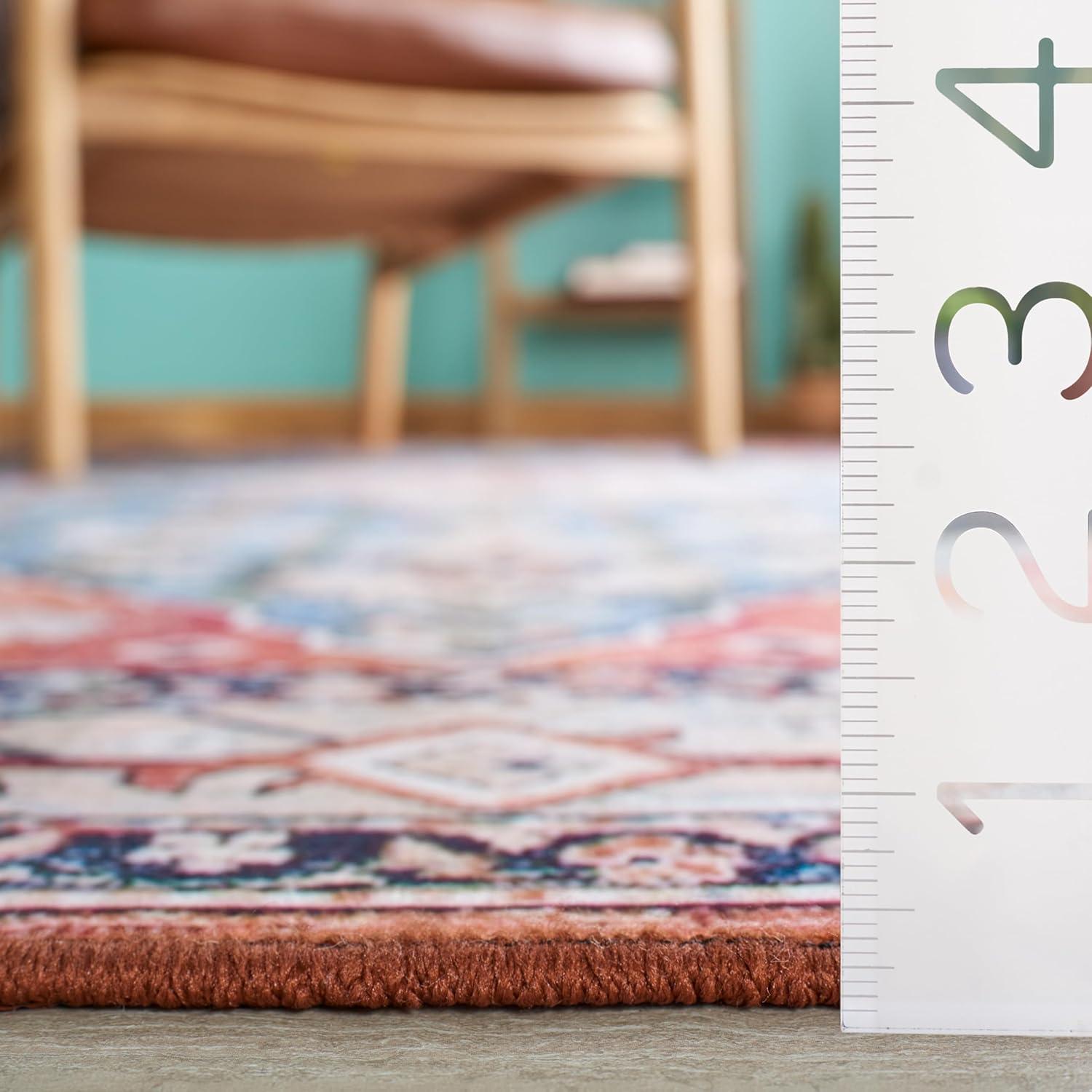 image:imageSAFAVIEH Washable Rug Tucson Collection 8 x 10 Beige amp Blue Slip Resistant amp Easy to Clean Ideal for Living Room Bedroom Dining Space TSN104BBeigeBlue
